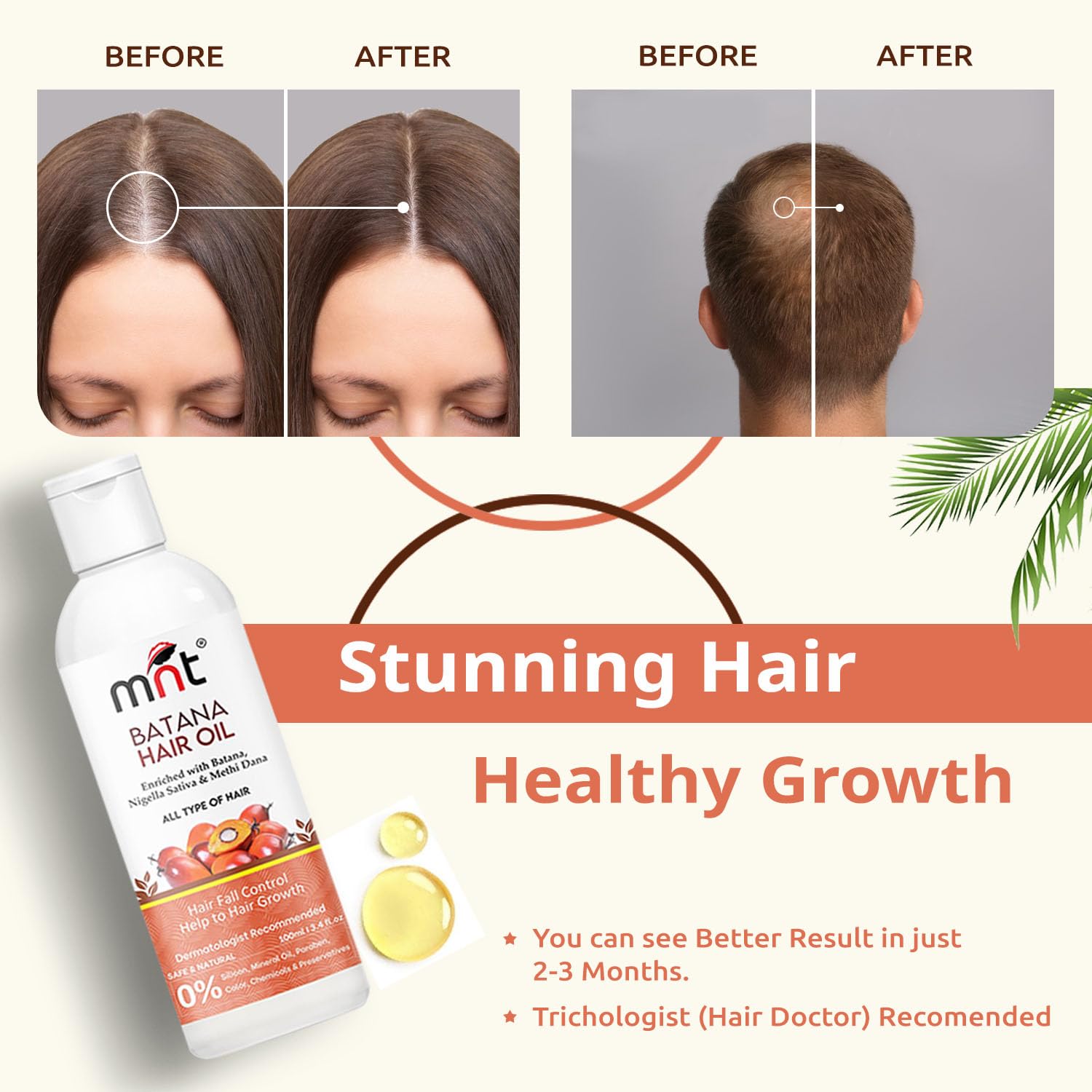 Pure Batana Oil for Hair Growth with Fenugreek & Curry Leaf Extract | 100ml Natural Hair Treatment for Thicker, Shiny, Stronger & Healthy Hair | Stops Hair Fall | Perfect for Daily Scalp Massage & Overnight Hair Mask