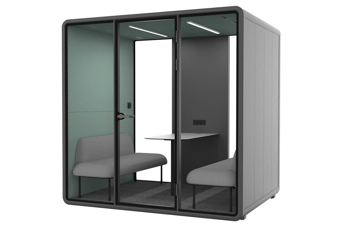 Nest 4 Person Meeting Booth with Echo Panel & Fabric - Soundproof Office Pod for Team Collaboration & Private Calls
