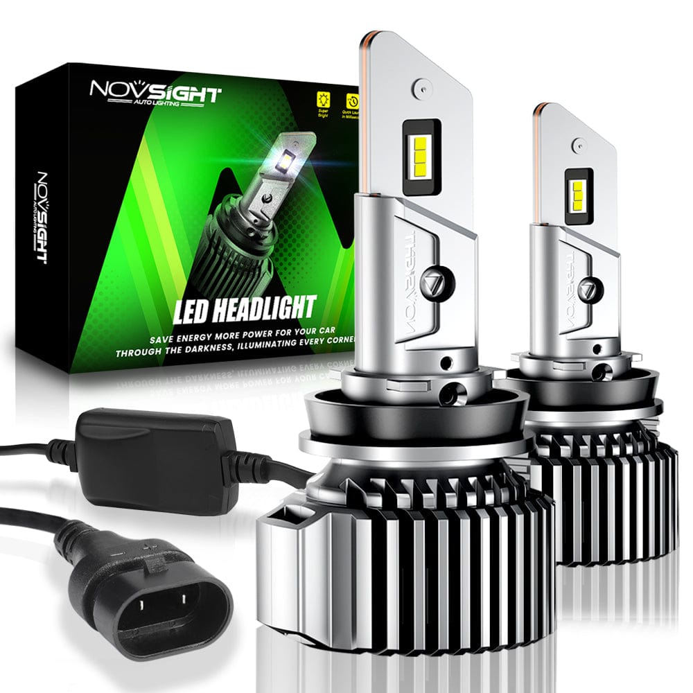 N52 Plus Series H11 H9 H8 LED Bulbs - 100W 20000LM 6500K White Automotive Headlight Conversion Kit (2 Bulbs) - Perfect for Night Driving, Fog Lights, and Off-Road Vehicles