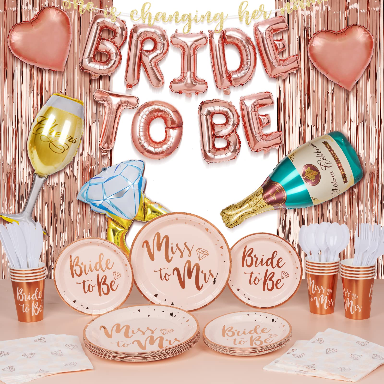 DECORLIFE Bachelorette Party Plates & Napkins Set - 16-Piece Disposable Tableware for Bridal Shower, Hen Party & Girls Night - Elegant Bachelorette Party Decorations