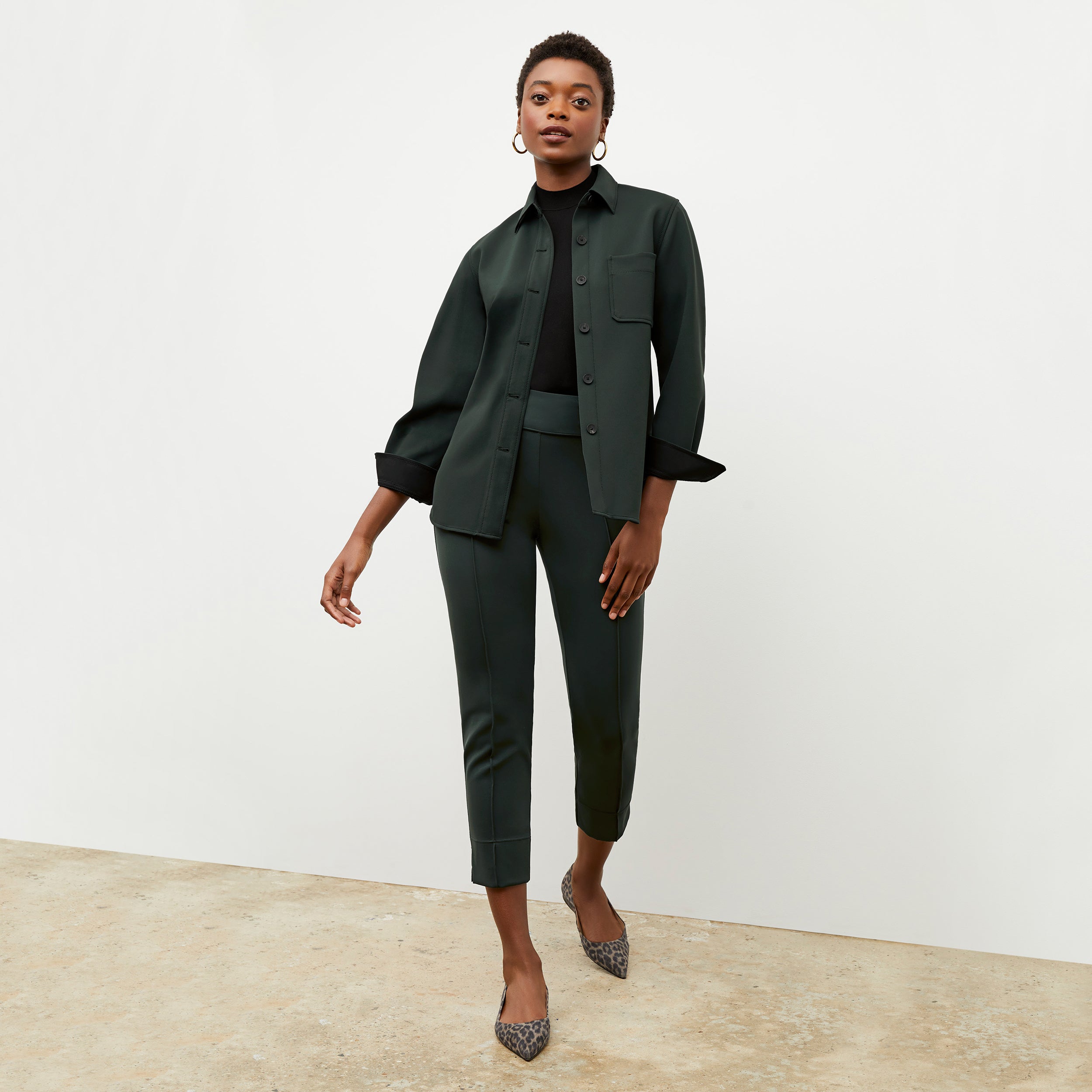 Robin Pant Light Scuba Fabric - Forest Green Color | Comfortable Stretch Pants for Yoga, Travel & Casual Wear