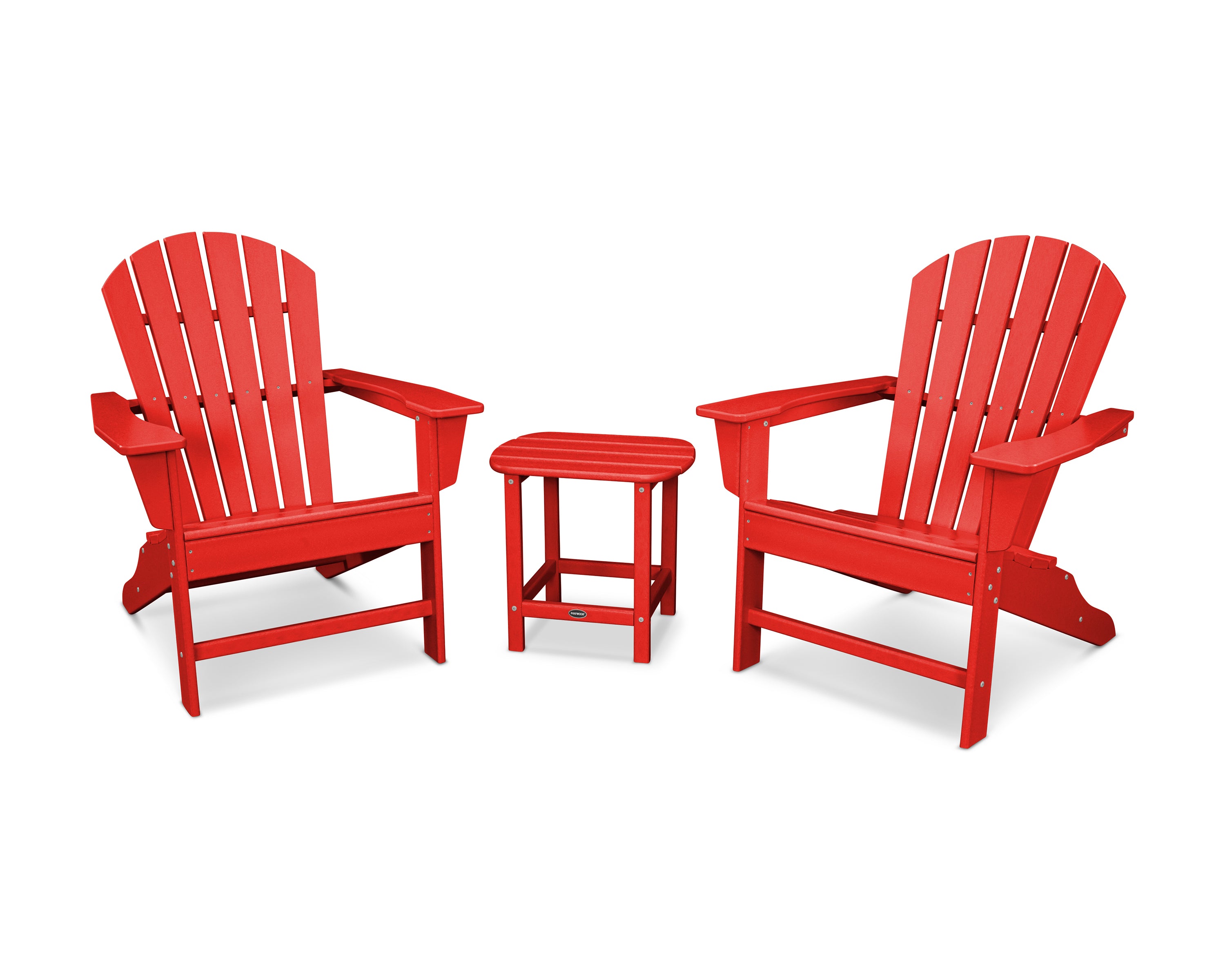 POLYWOOD South Beach Adirondack 3-Piece Outdoor Patio Furniture Set - Durable All-Weather Resin Chairs & Table for Poolside, Garden, Deck, and Backyard Relaxation