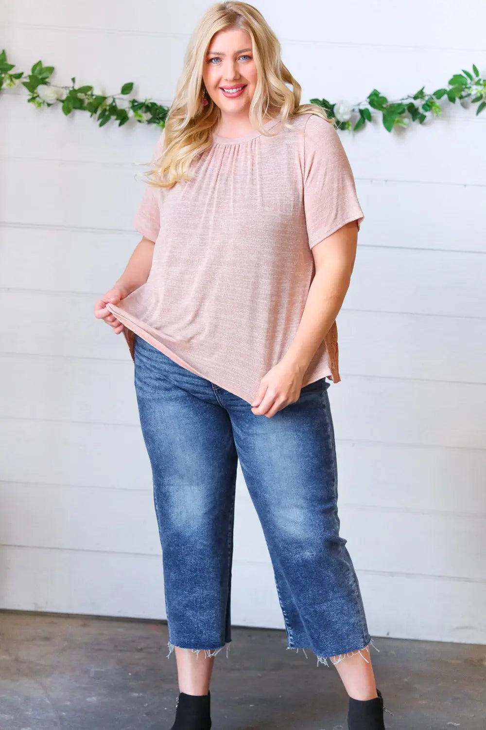 Mauve Tie Back Crinkle Floral Top for Women - Elegant Summer Blouse with Ruffled Sleeves - Perfect for Beach Outings, Date Nights & Casual Wear