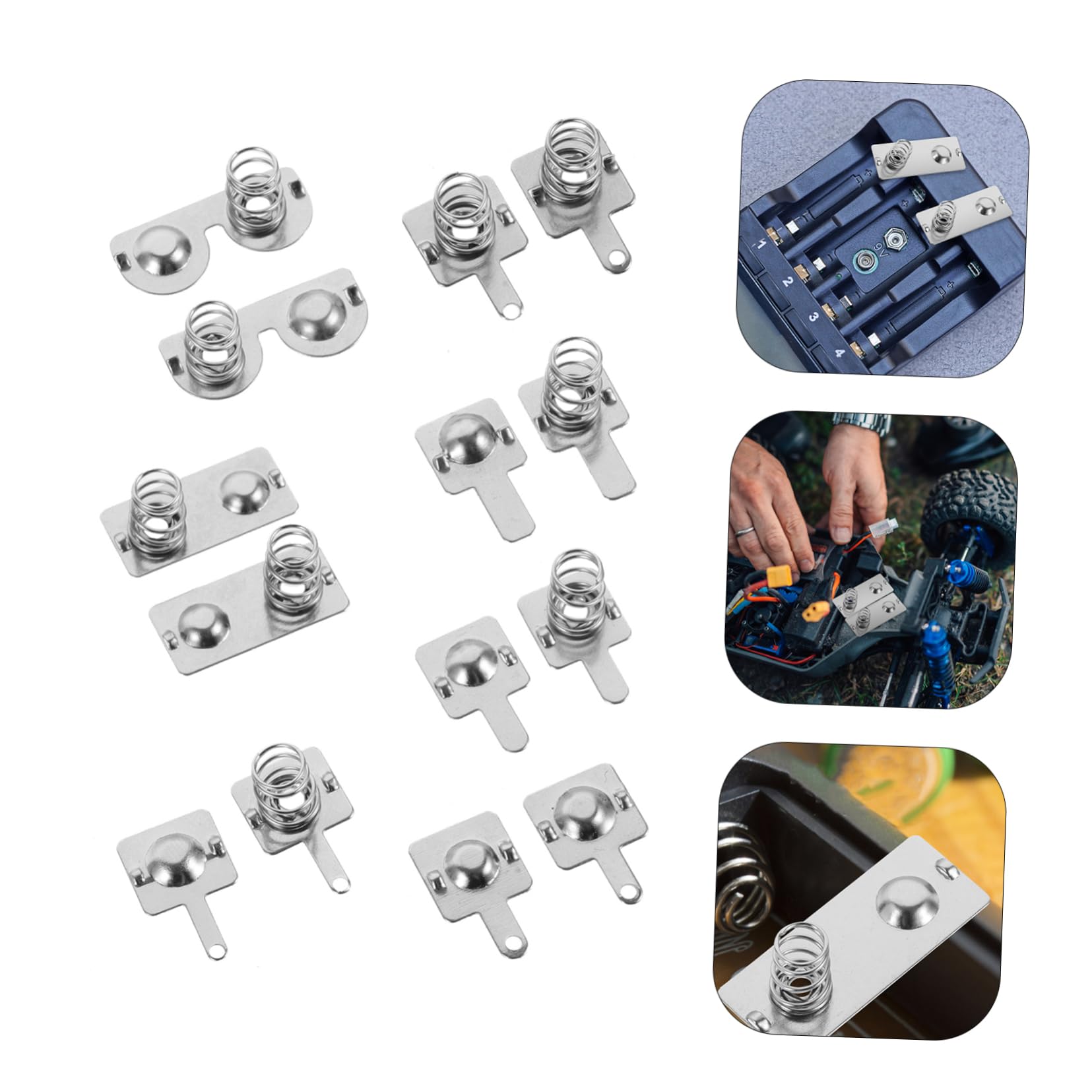 Gatuida 4 Sets Battery Spring - Durable Metal Battery Plate Contacts for AA AAA C D 9V Batteries - Perfect for Flashlights, Toys, Remote Controls & Electronic Devices