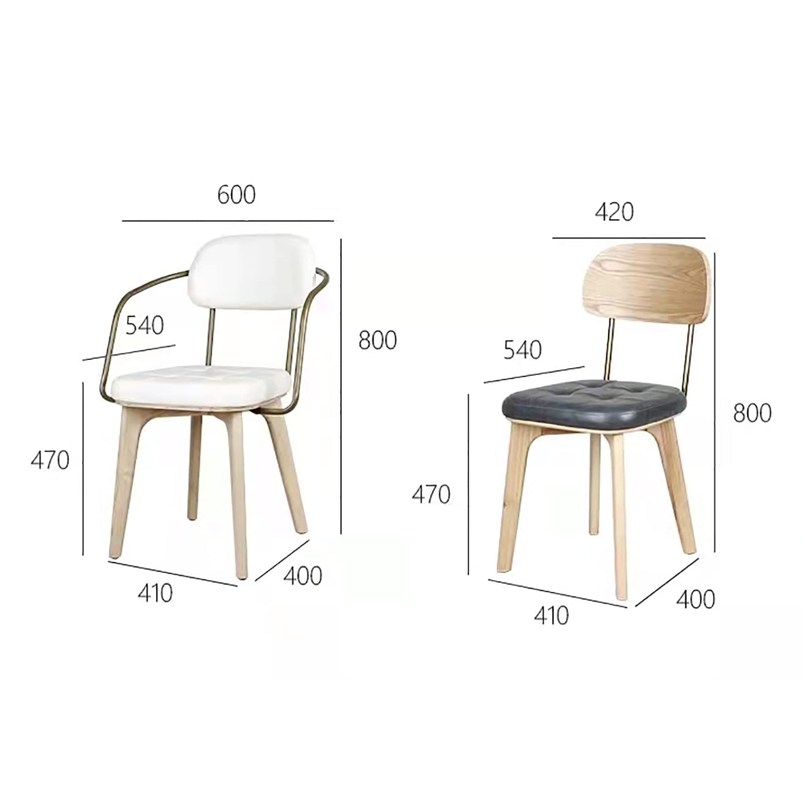 Industrial Metal and Solid Wood Coffee Chair - Modern Leather Dining Chair with Armrests - Soft Cushioned Designer Chair for Home, Cafe, and Office (Color: F)