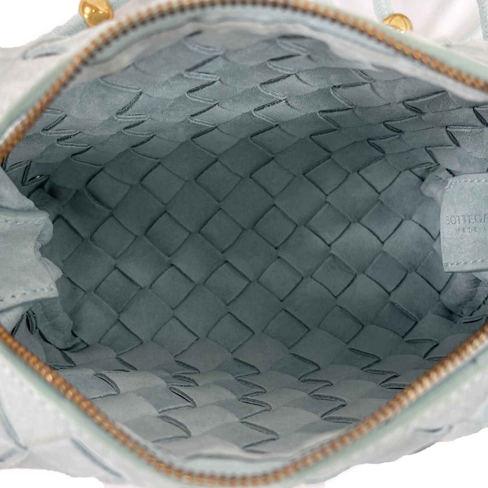 Bottega Veneta Loop Small Intrecciato Crossbody Bag in Washed Teal & Gold Leather - Stylish Shoulder Bag for Women, Perfect for Date Night, Shopping & Travel Accessories