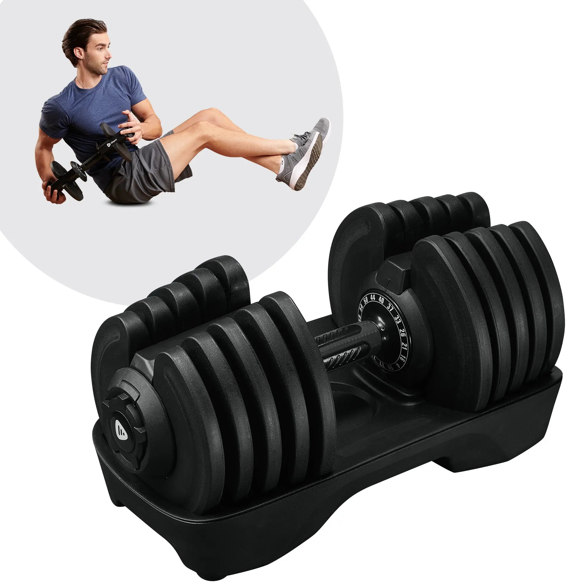 TriForm Max Adjustable Dumbbell Set - 5-50 lbs Weight for Home Gym, Strength Training & Full-Body Workouts | Perfect for Men & Women Fitness Enthusiasts