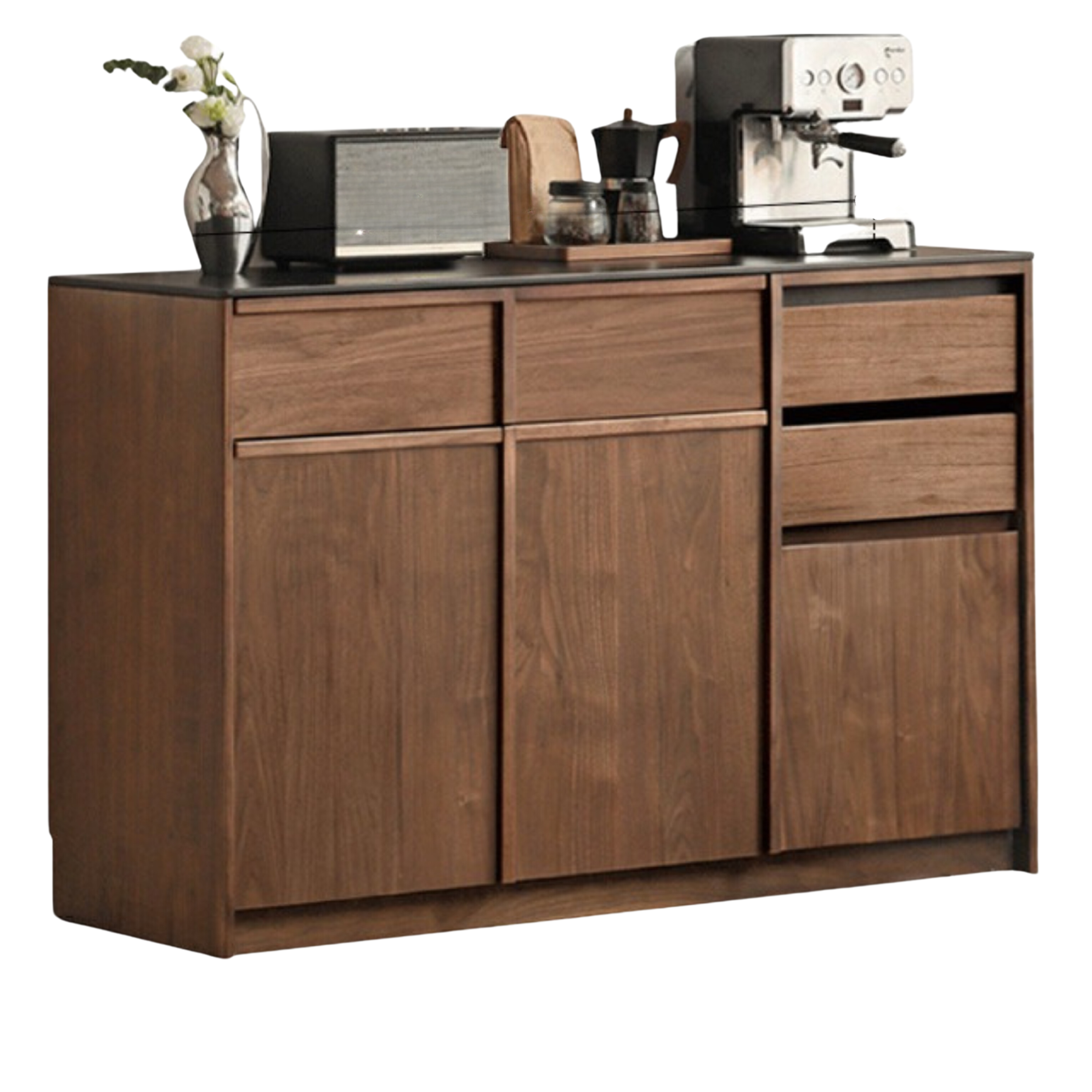 Premium Black Walnut Solid Wood Sideboard Buffet - Modern Light Luxury Dining Room Storage Cabinet for Formal Entertaining & Everyday Use