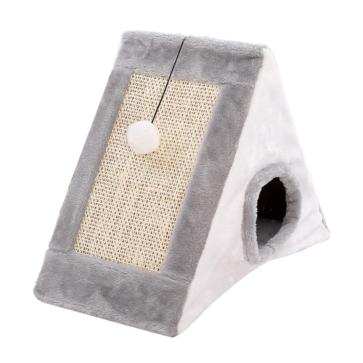 Sisal Cat Scratcher & Cardboard House - Triangle Ramp for Indoor Cats Play & Scratch