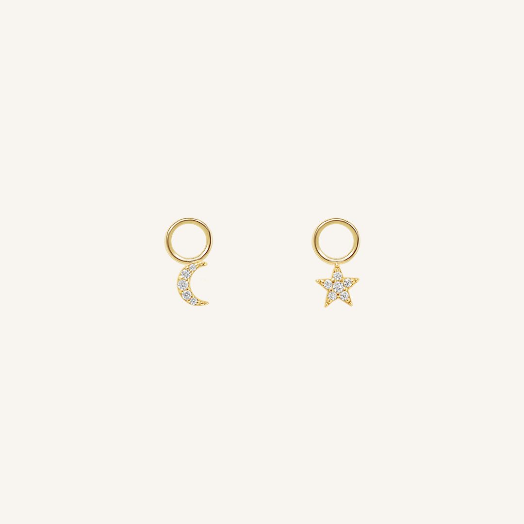 Astro Star Moon Hoop Charm Earrings (Set of 2) - Perfect for Boho Fashion, Festival Outfits & Everyday Wear