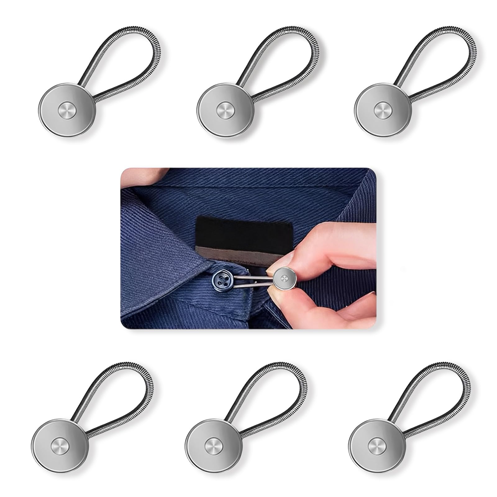 Men's Shirt Collar Extenders - 6 Pack Gray Button Extenders for Dress Shirts, Suits & Coats - Comfortable Neck Size Adjusters for Formal Wear - Perfect for Office, Weddings & Business Meetings