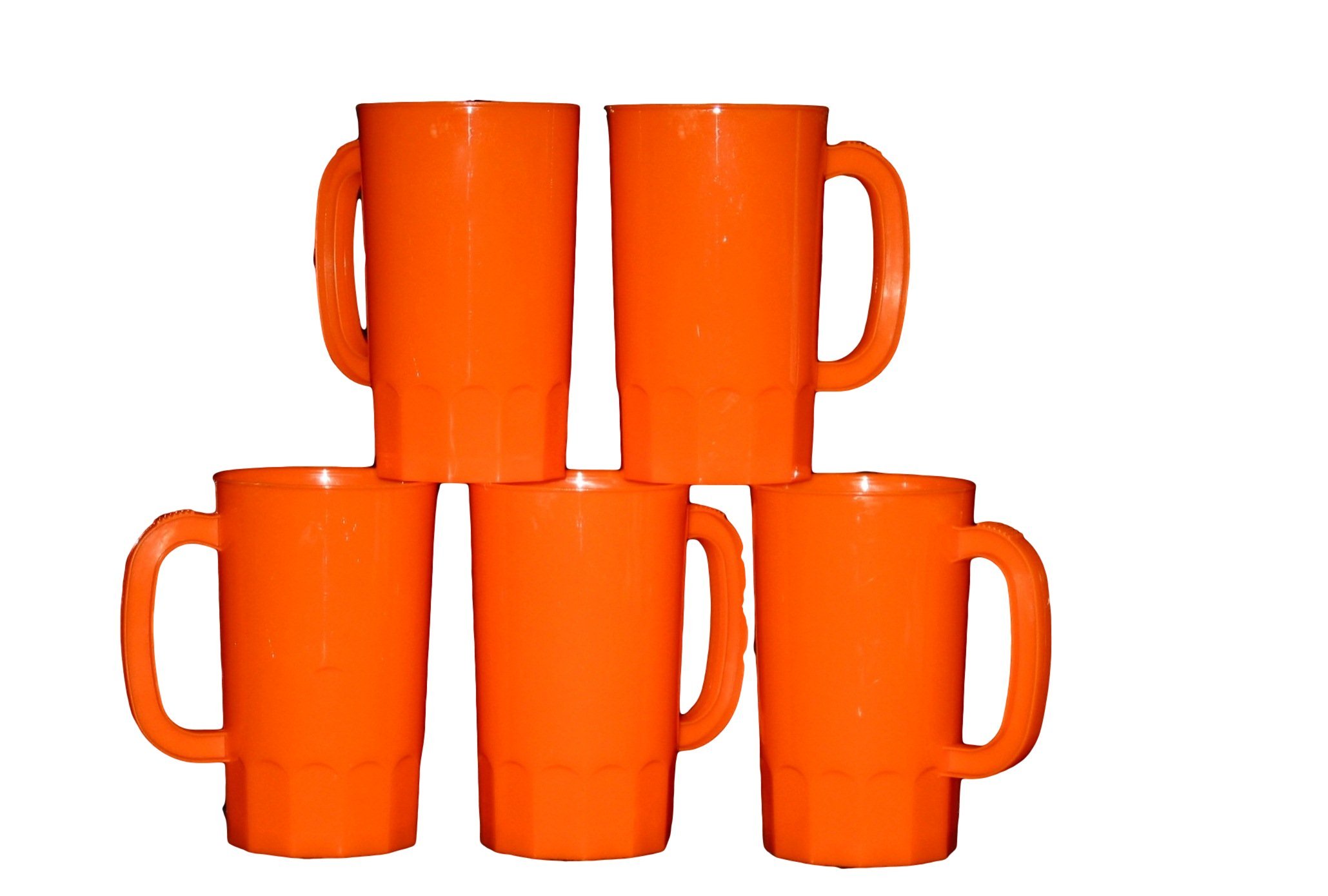 8-Pack 32oz Orange Plastic Beer Mugs - Durable Party Cups for Outdoor BBQs, Tailgating & Bar Gatherings - BPA-Free Drinking Glasses for Beer, Cocktails & Beverages