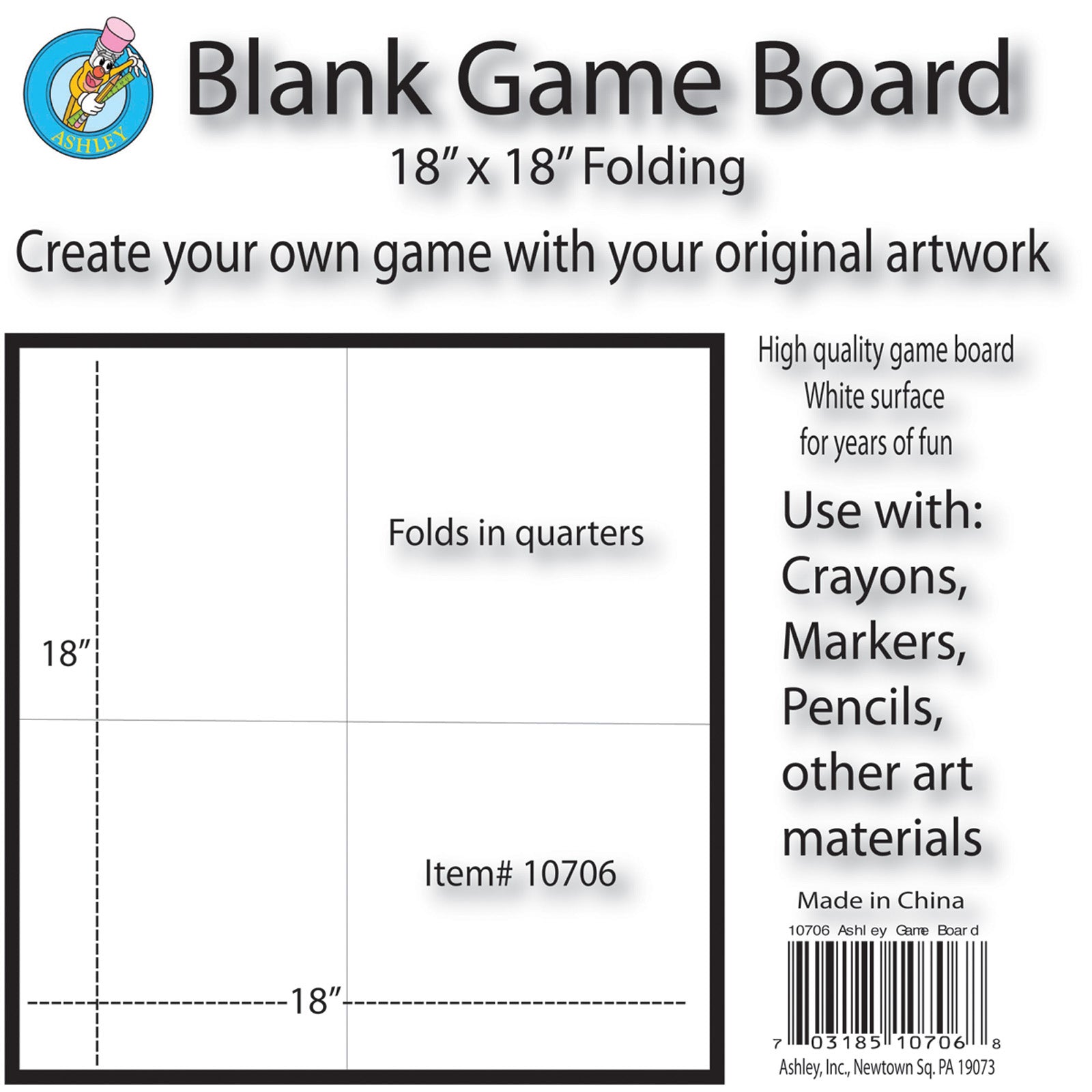 Ashley Productions DIY Game Board Set - 18 x 18 Inches, 3-Pack for Classroom Activities, Family Game Nights & Creative Learning
