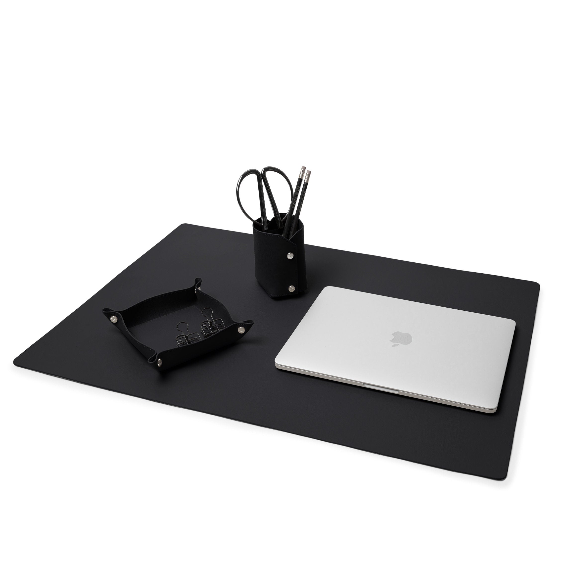 Modern Black Office Desk Set - Stylish & Functional Workspace Organizer for Home & Office Use