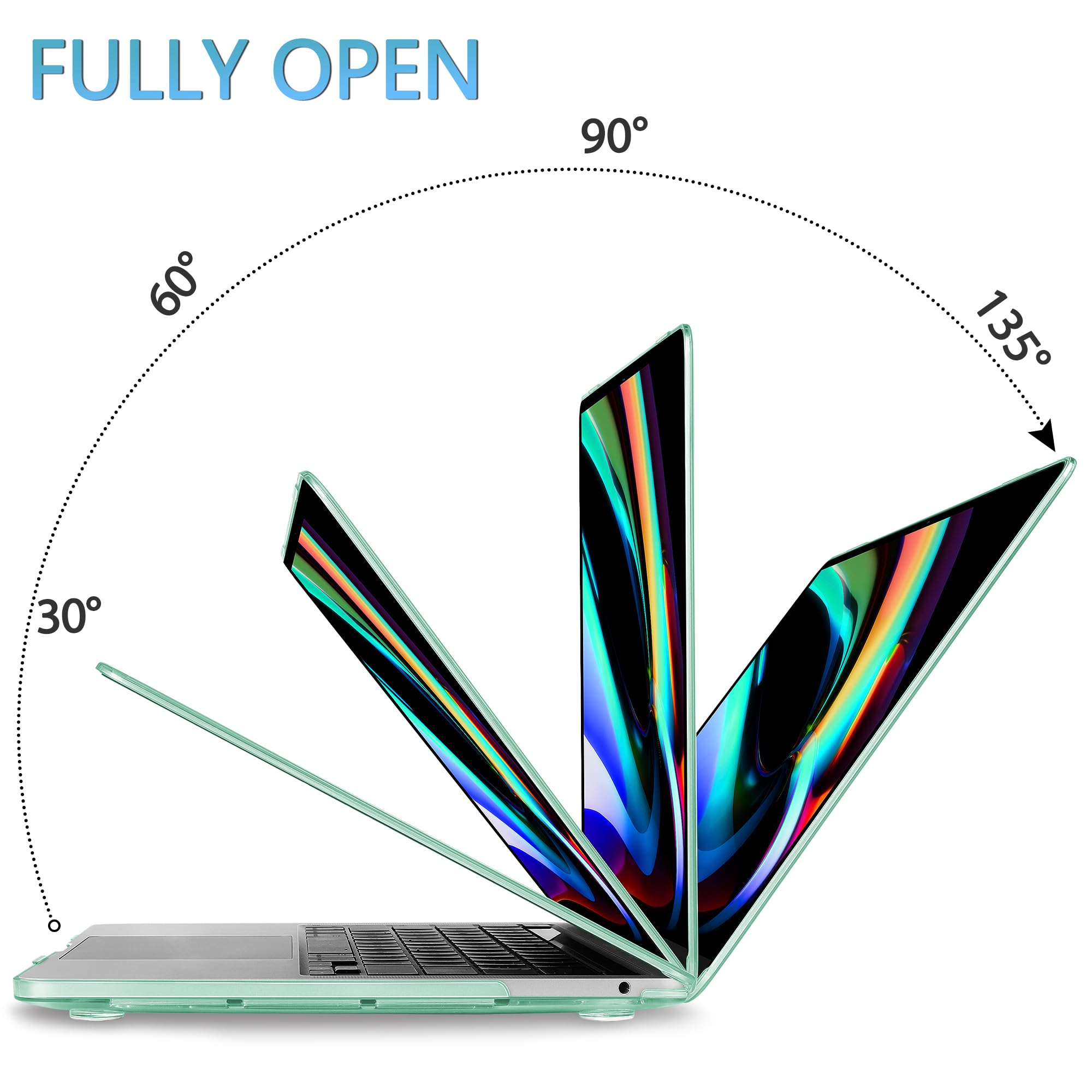 Mektron Clear Hard Shell Case for MacBook Pro 13 inch (2020-2022 Models A2338 M2/M1 A2289 A2251) - Light Green Protective Cover with Touch Bar & Touch ID Compatibility | Perfect for Work, Travel & School Use