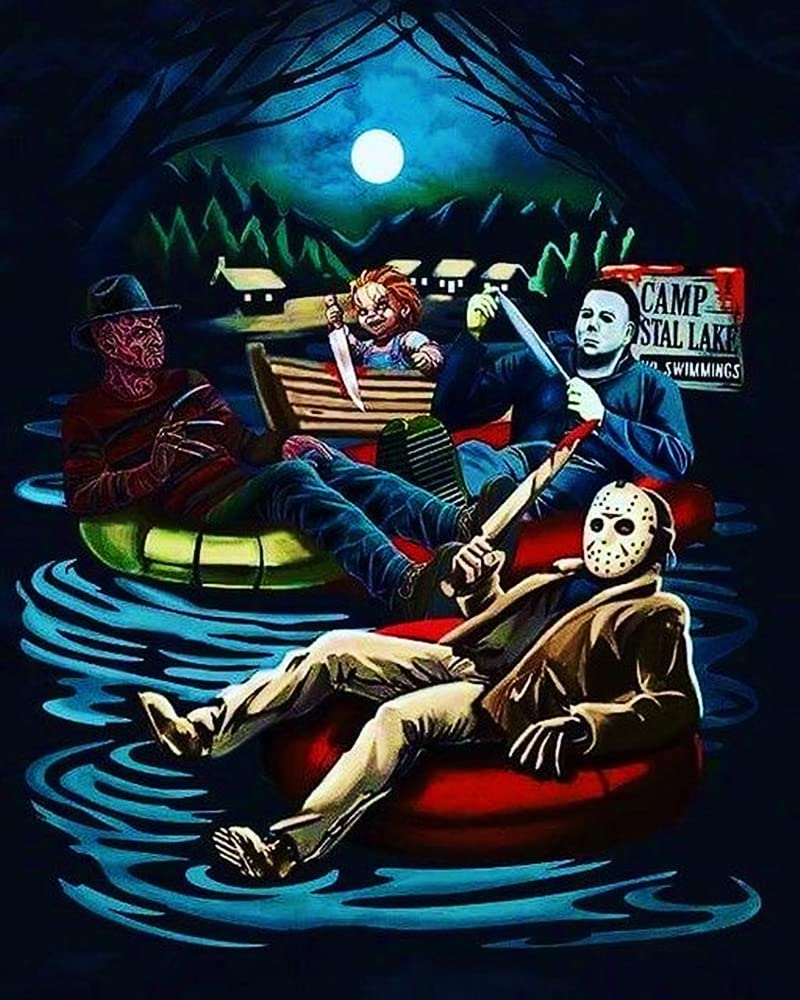 500pcs Wooden Horror Movie Character Jigsaw Puzzle Set - Chucky, Freddy Krueger, Jason Voorhees & Michael Myers - Educational Puzzle Game for Adults & Kids - Perfect Gift for Halloween & Horror Fans - Fun Family Game Night & Party Activity