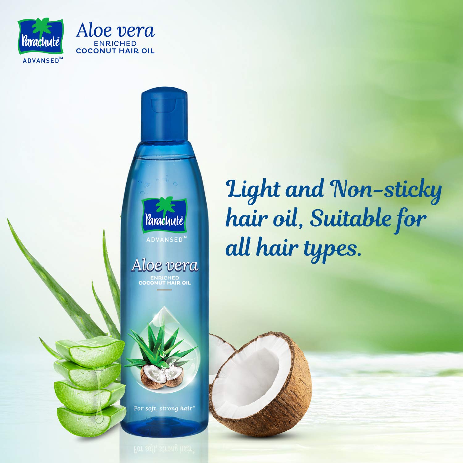 Parachute Advanced Aloe Vera Enriched Coconut Hair Oil for Dry & Damaged Hair - 250ml | Natural Hair Growth Treatment & Scalp Care | Perfect for Daily Moisturizing & Night Hair Mask