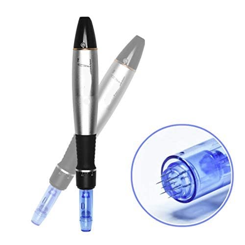 Professional Electric Derma Pen A1 Microneedling Device - Wireless Skin Care Tool with 2 Replaceable Needle Heads for Wrinkle Reduction & Skin Rejuvenation - Perfect for Home Use & Professional Salons