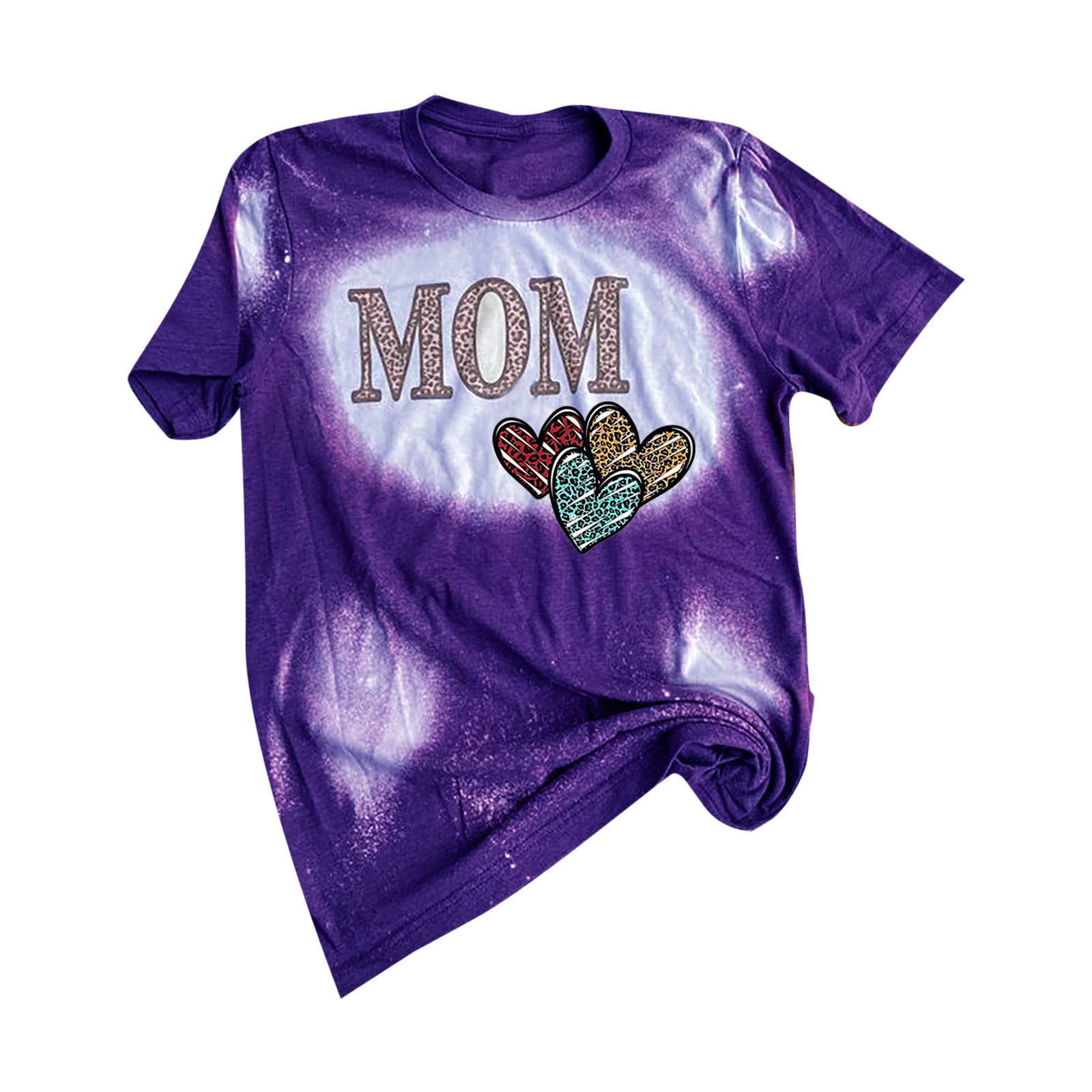 Women's Tie Dye Baseball Mom T-Shirt - Soft Cotton Short Sleeve Bleached Distressed Tee with Letter Print | Perfect for Softball Games, Mother's Day Gifts & Casual Wear