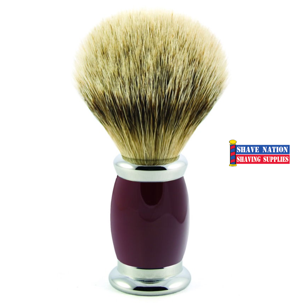 Edwin Jagger Silvertip Badger Shaving Brush with Bulbous Red Handle - Premium Men's Wet Shaving Kit for Smooth Shave - Perfect for Home & Travel Grooming