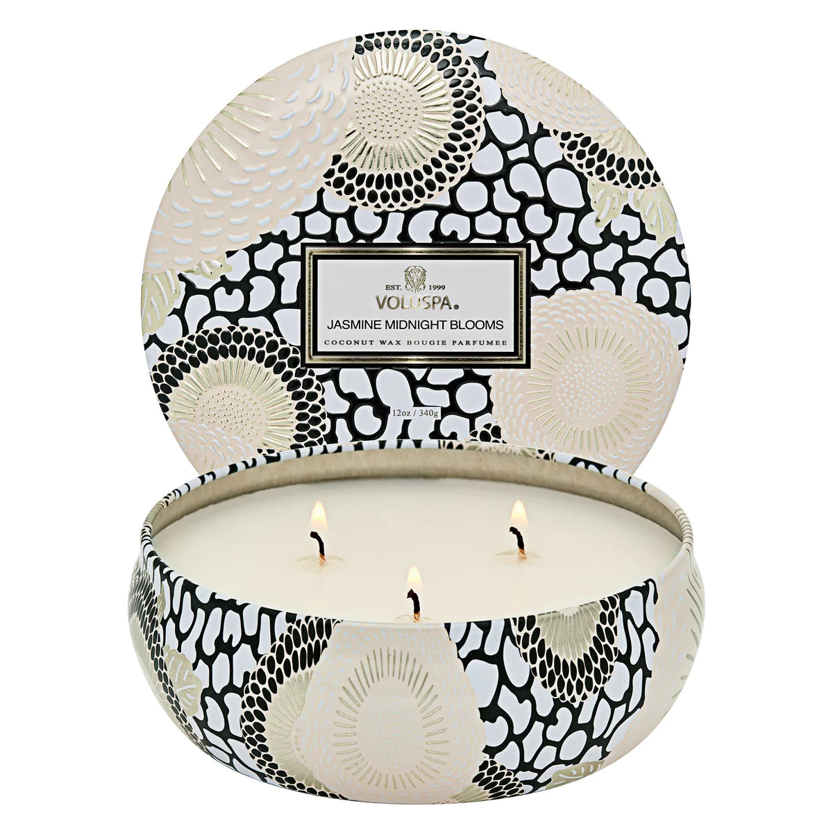 Jasmine Midnight Blooms 3-Wick Scented Candle in Decorative Tin - Perfect for Relaxation, Aromatherapy & Home Decor