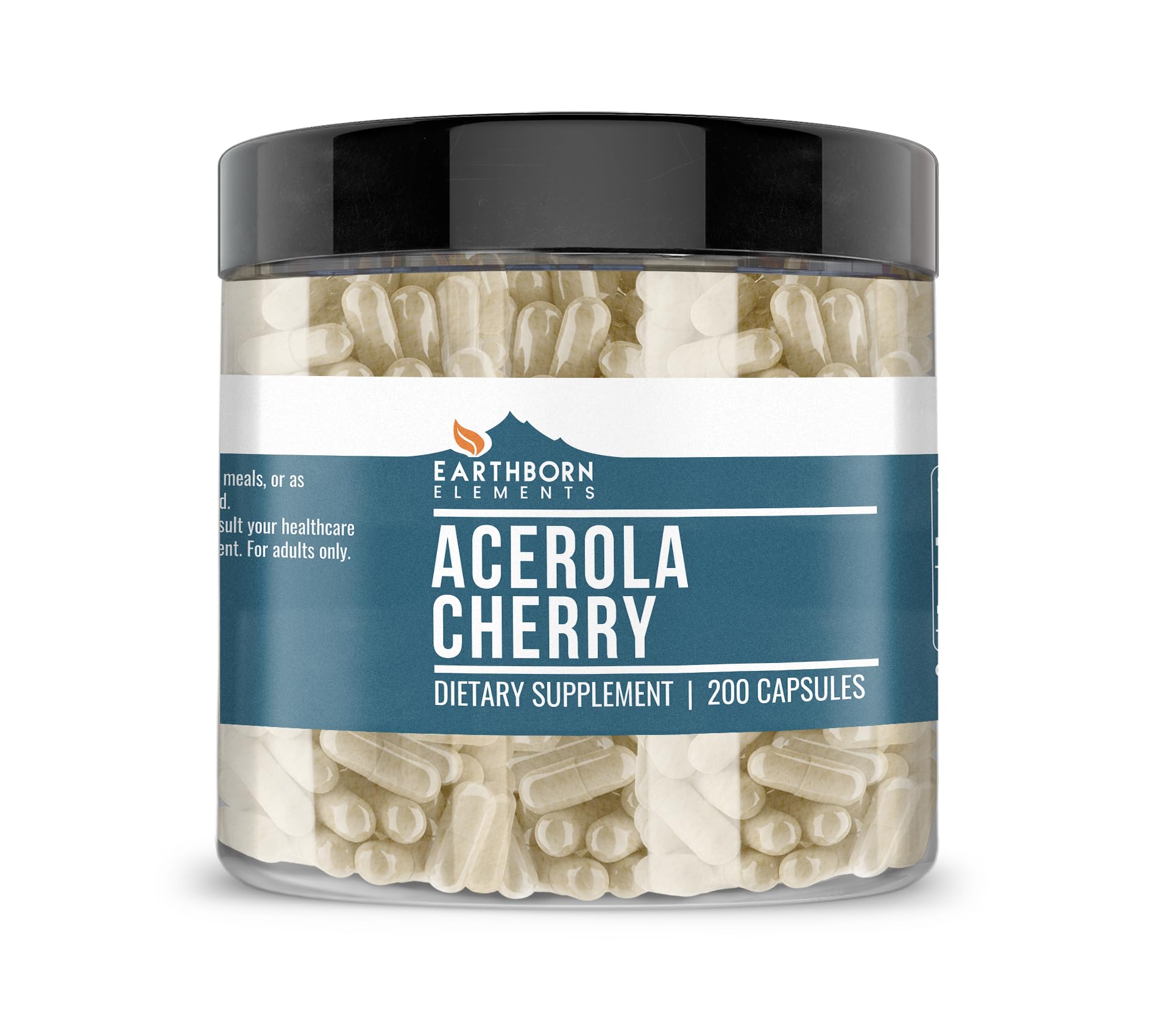 Earthborn Elements Acerola Cherry 200 Capsules - Pure & Undiluted Vitamin C Supplement, No Additives or Fillers | Immune Support & Antioxidant Boost for Daily Wellness