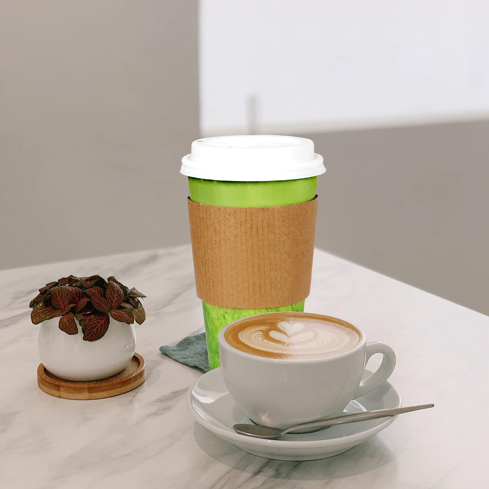 Eco-Friendly Disposable Paper Coffee Cups - 16 oz (50 Count) with Green Grass Design, Perfect for Hot Coffee, Tea, Chocolate & Juice - Ideal for Parties, Picnics, Travel, Office & Events | Biodegradable To-Go Cups