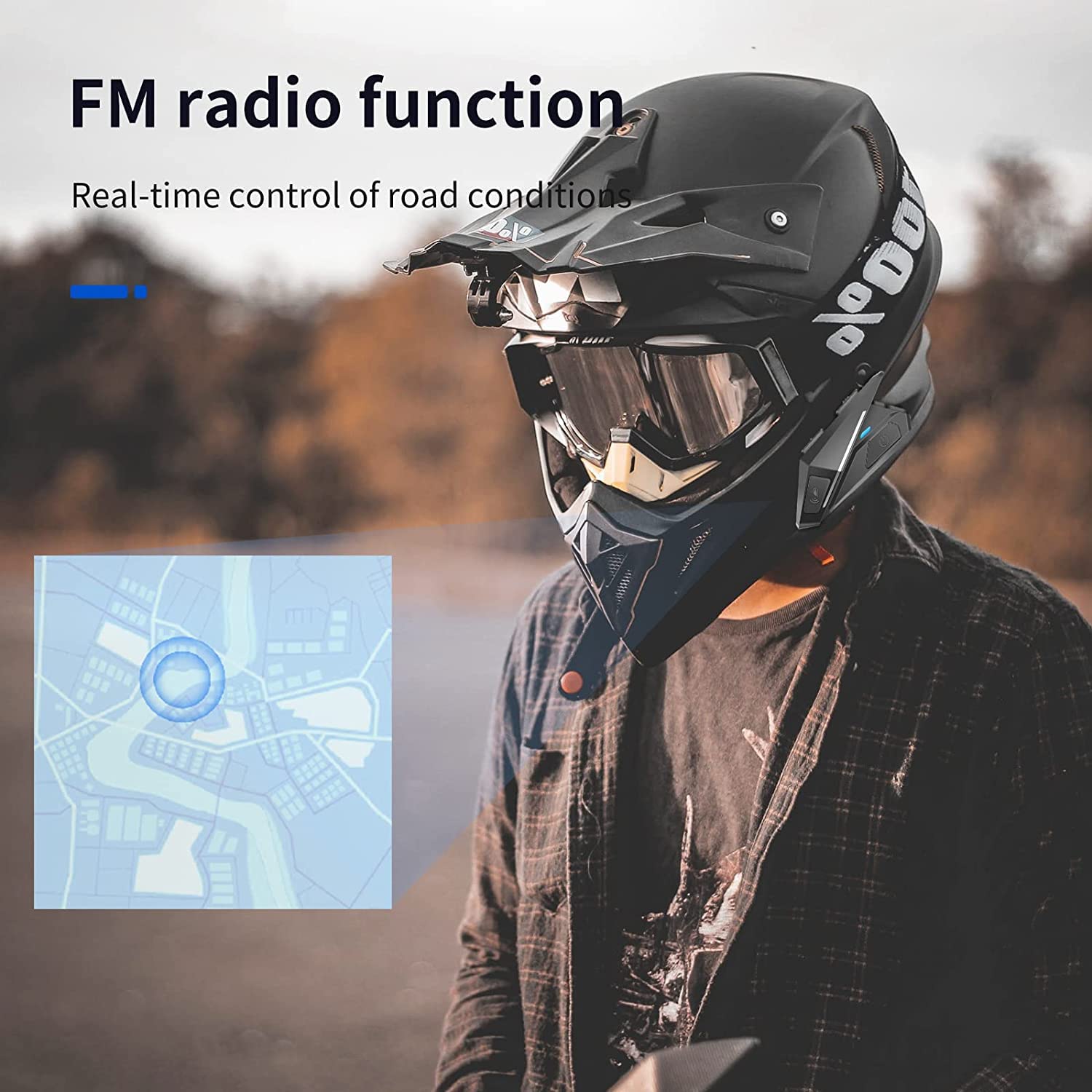 OBEST Motorcycle Bluetooth Helmet 5.0 - Waterproof Motorbike Headset with High Sound Quality, Stable Signal & Thin Speaker - Long Battery Life for Hands-Free Calls & Music - Perfect for Biking, Skiing & Travel Adventures