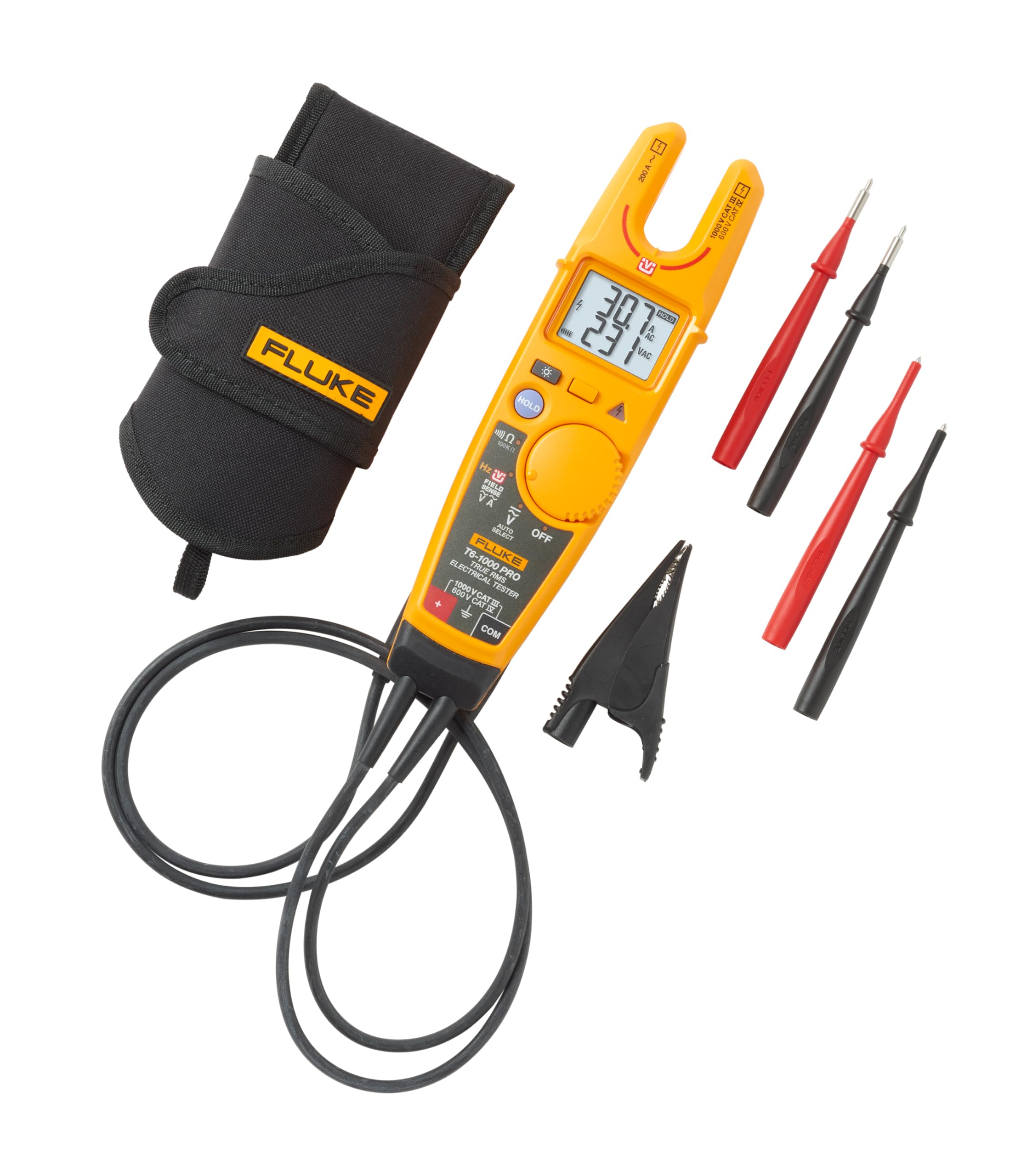 Fluke T6-1000 PRO Electrical Voltage Tester - Professional Electrician Tool for AC/DC Voltage Testing, Current Measurement & Open Jaw Technology - Perfect for Home, Industrial & Commercial Electrical Work