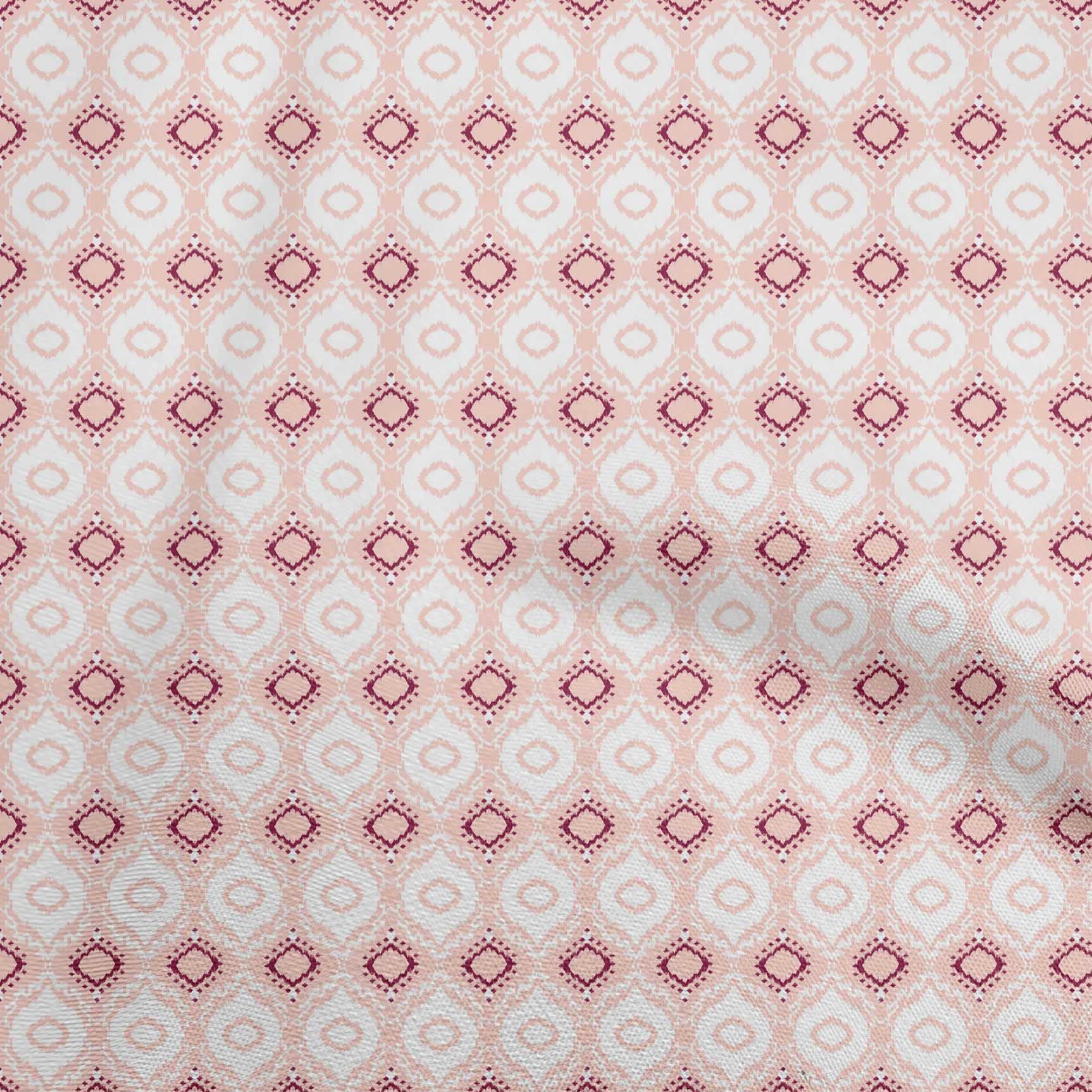 oneOone Georgette Viscose Pink Salmon Fabric - 42 Inch Wide Ikat Print Dress Material by The Yard | Perfect for Asian-Inspired Dresses, Scarves & Home Decor