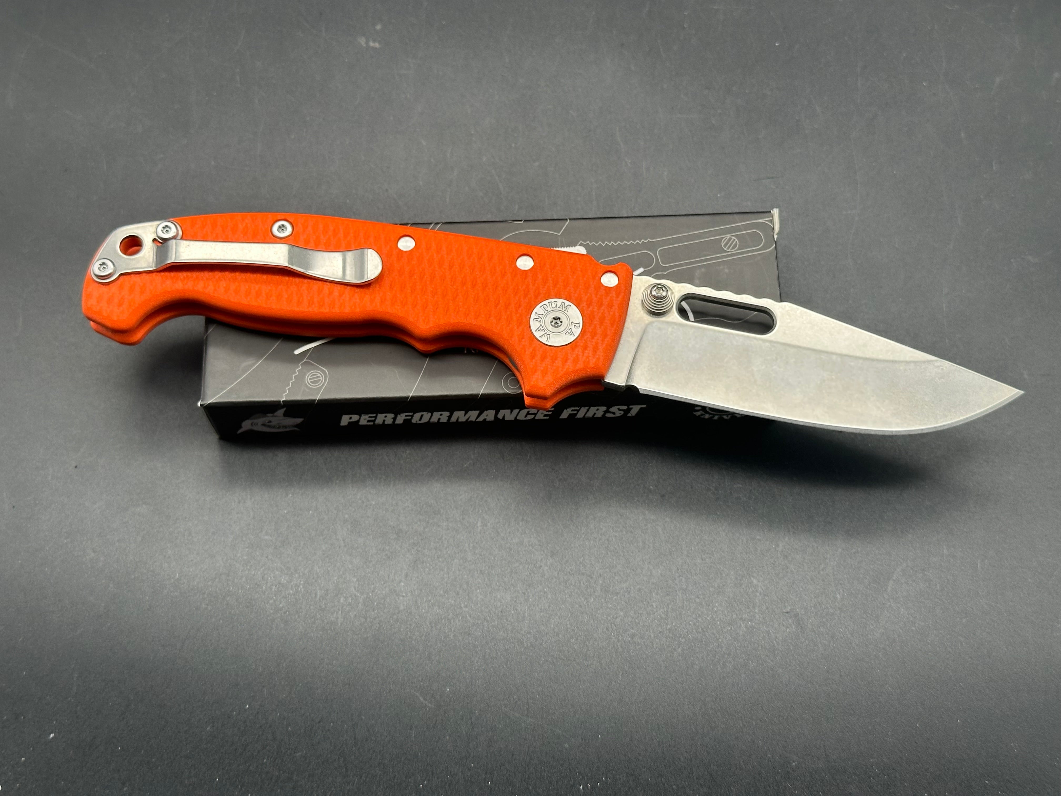 Demko AD20S Folding Knife - 20CV Steel Blade, Orange G10 Handle - EDC, Outdoor, Camping, Hunting & Survival Gear