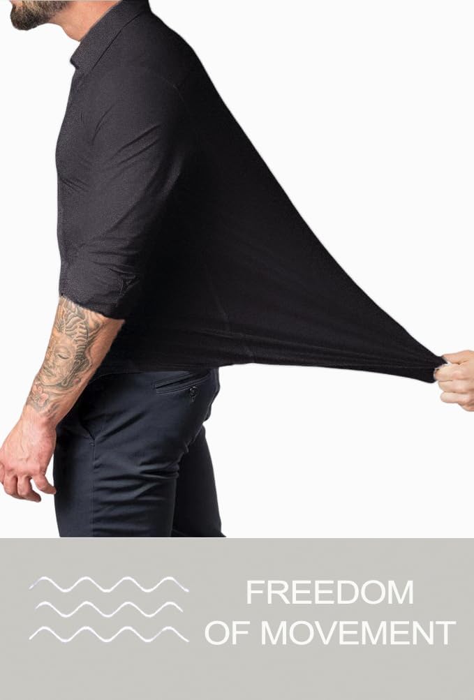 BEILU Men's Slim Fit Stretch Dress Shirts - Formal Long Sleeve Button Down Shirts for Business, Office & Special Occasions