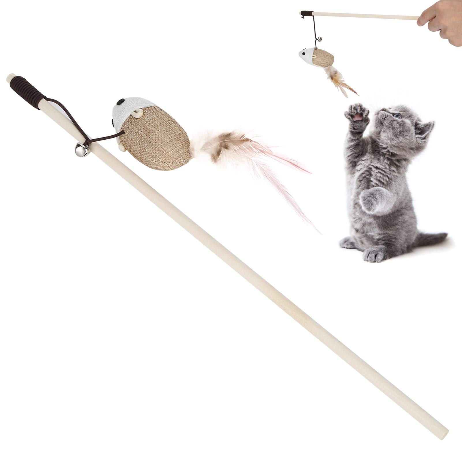 Fudax Interactive Cat Wand Toy with Feather Teaser - Flexible & Easy to Store Cat Teaser Toy for Kittens & Adult Cats - Perfect for Indoor Play, Exercise & Bonding with Your Pet