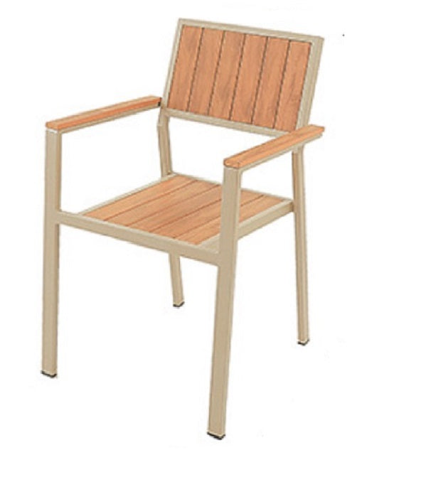 Elena Outdoor Dining Chair in Champagne - Weather-Resistant Patio Furniture for Garden, Poolside, and Backyard Relaxation