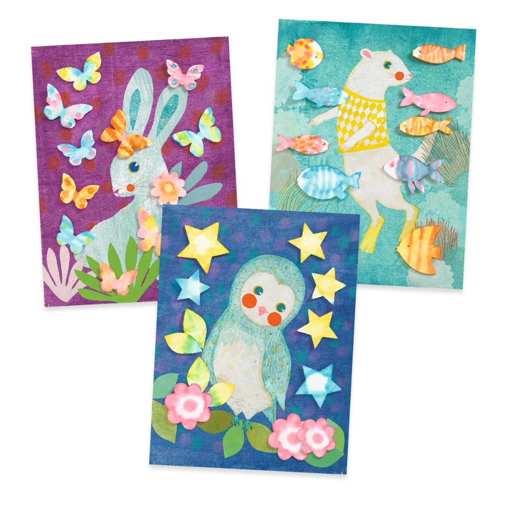 Djeco Create with Paper Kit - DIY Art & Craft Activity with Blotting Paper for Kids - Perfect for Creative Projects & Home Decor