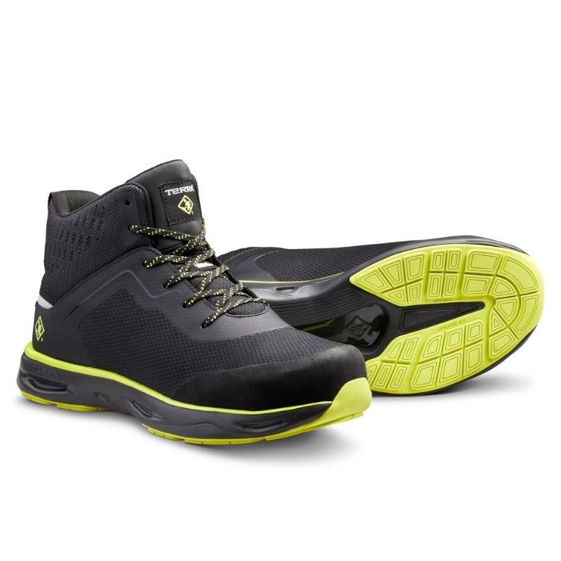 Terra Lites MID TR0A4NRTA35 Unisex Composite Toe Athletic Safety Shoes - Black/Lime | Lightweight Work Shoes for Construction, Warehouse & Industrial Safety | OSHA Compliant Work Boots for Men & Women