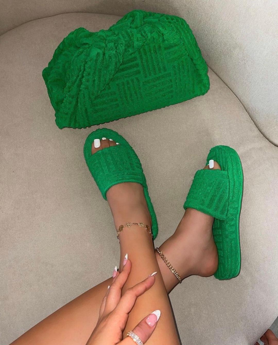 Giavana Women's Comfortable Slides - Soft Green Summer Sandals for Beach, Pool, and Casual Wear
