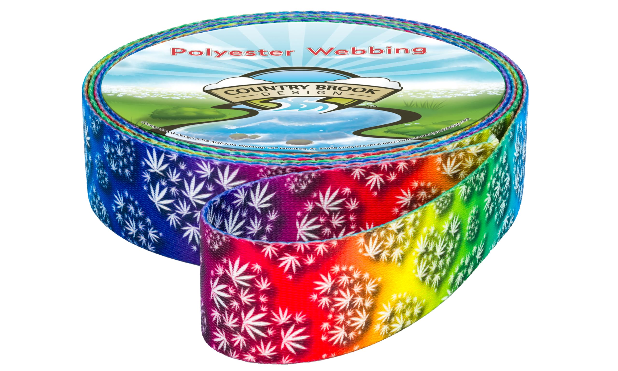 Country Brook Design - Groovy Ganja Polyester Webbing for Bags, Belts & DIY Crafts | Durable & Stylish Fabric Straps for Fashion Accessories & Sewing Projects