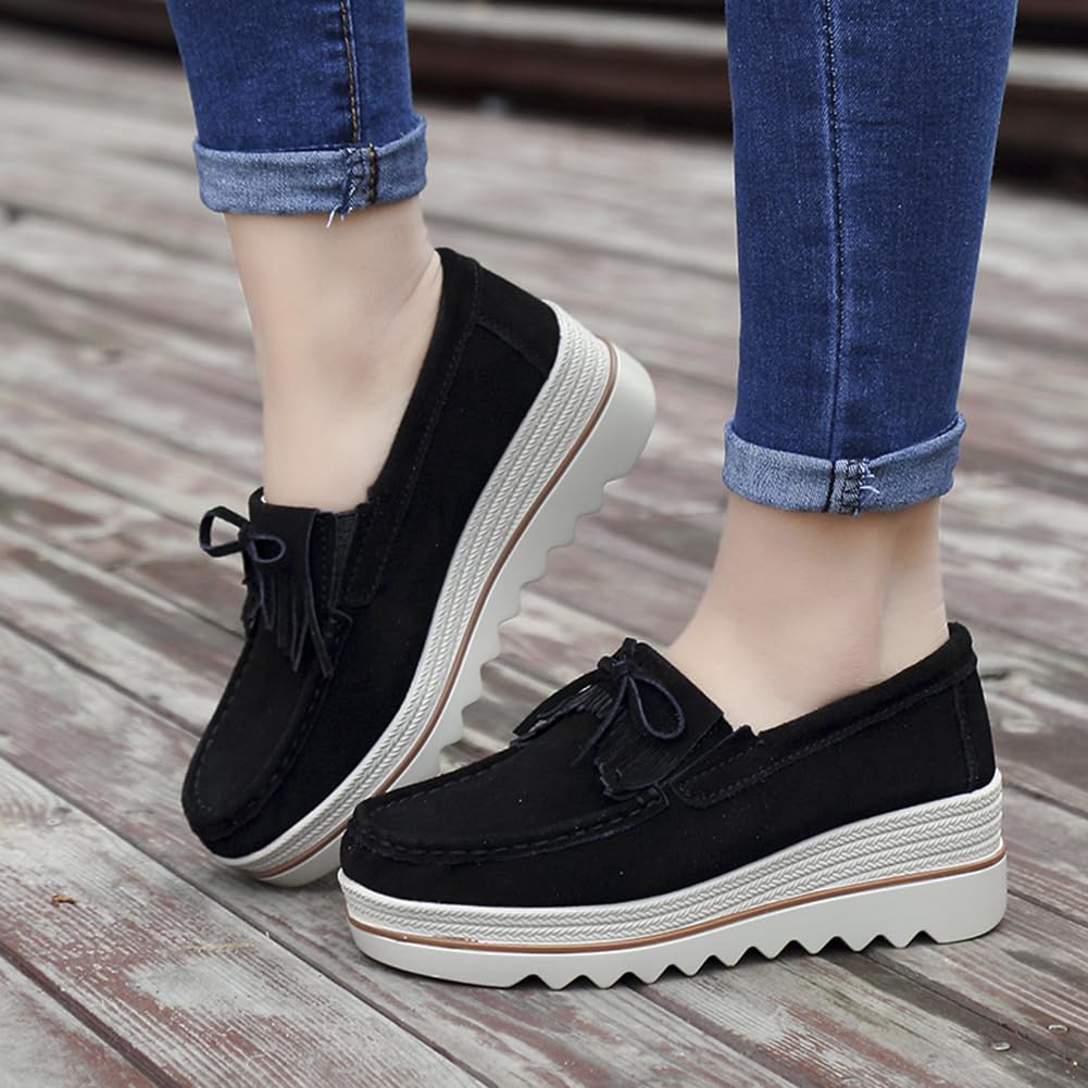 Ruiatoo Women's Slip-On Loafers - Comfortable Thick Soft Platform Shoes for Business Casual & Walking | Non-Slip Work Shoes for Office, Travel & Daily Wear