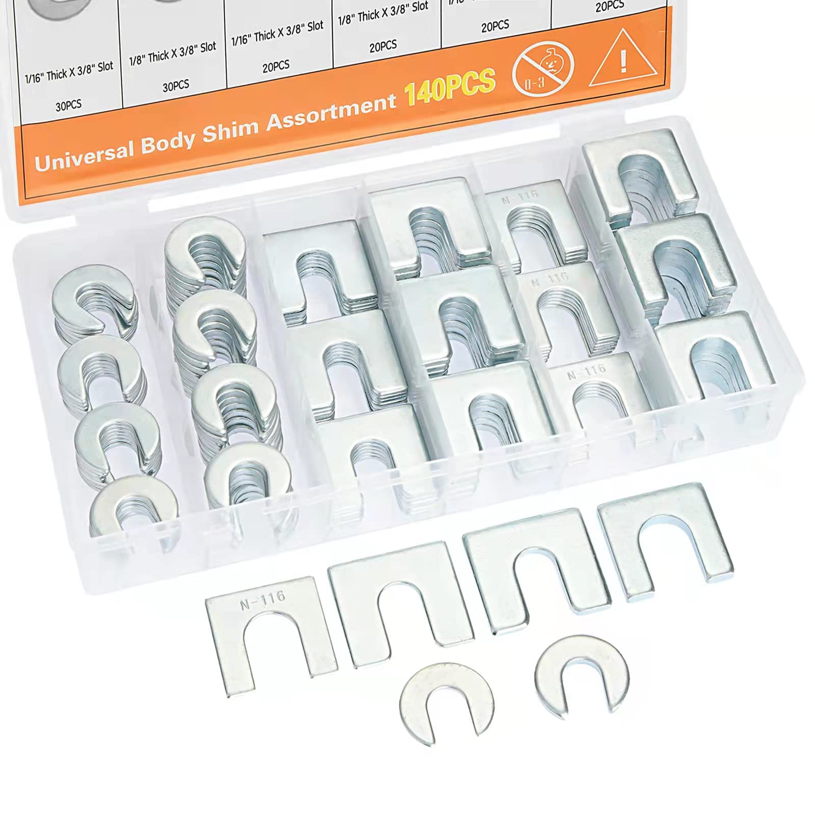 140-Piece Universal Automotive Body Shim Assortment Kit - Precision Alignment Shims for Car Body Repair & Restoration (Ideal for DIY Mechanics & Professional Auto Shops)