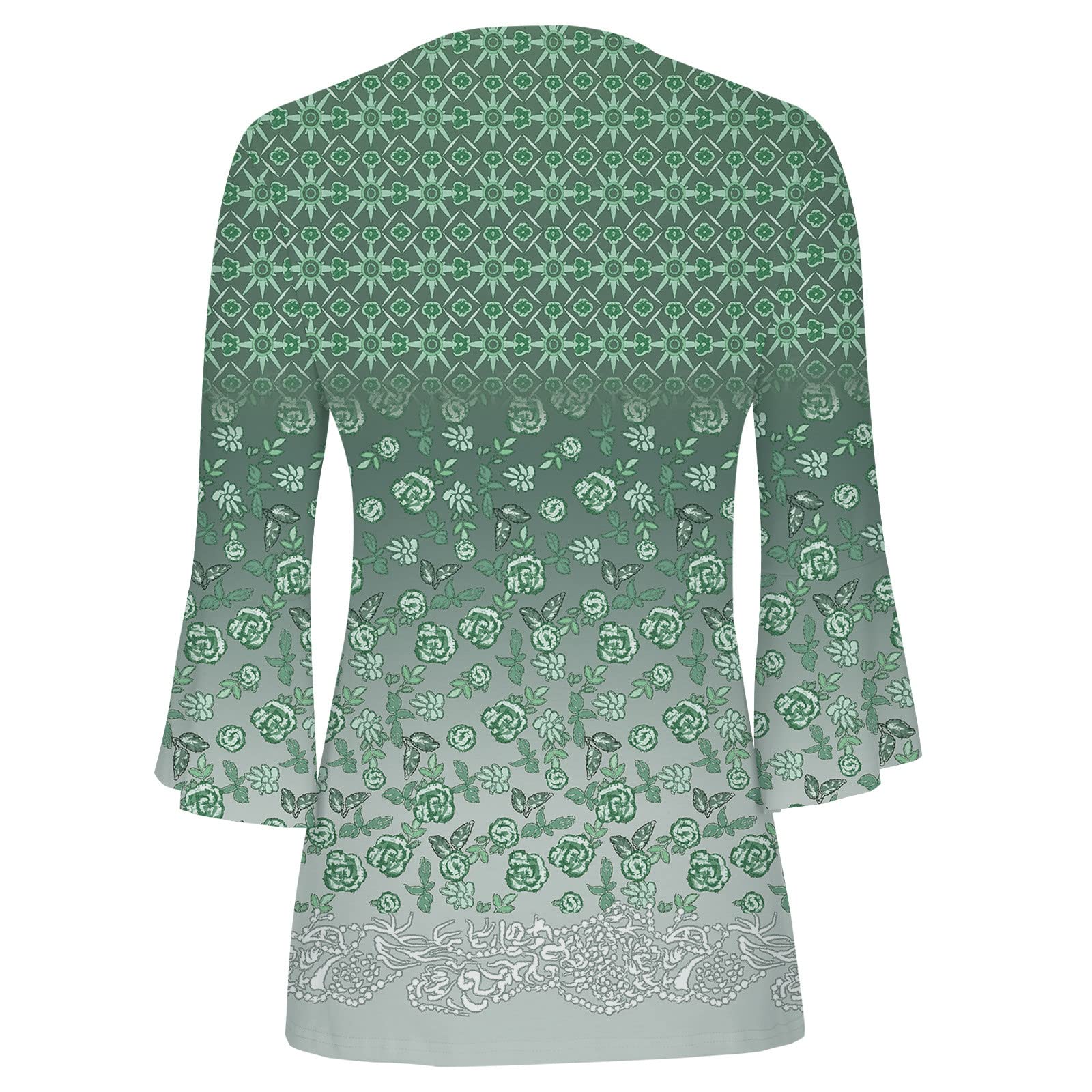 Trendy Women's Summer Tops - 3/4 Sleeve V-Neck Button-Up Blouses with Pleated Floral Design | Casual Wear, Office Outfits & Summer Vacation Style