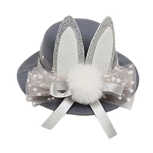 Easter Bunny Ear Hair Clips for Women & Girls - Cute Gray Hair Accessories for Easter Day, Spring Parties & Costume Events
