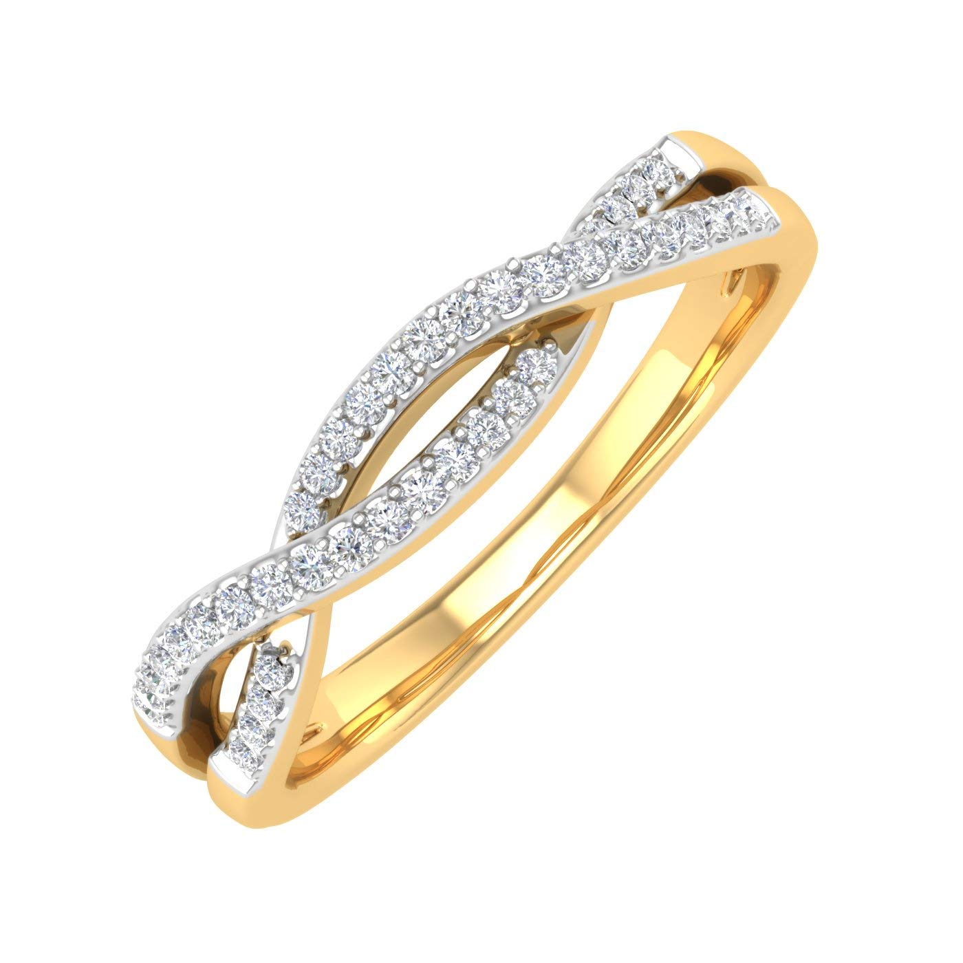 10K Gold Diamond Twisted Wedding Band Ring for Women - 0.13 Carat Genuine Diamond Eternity Ring - Perfect for Engagement, Anniversary & Bridal Jewelry Gifts
