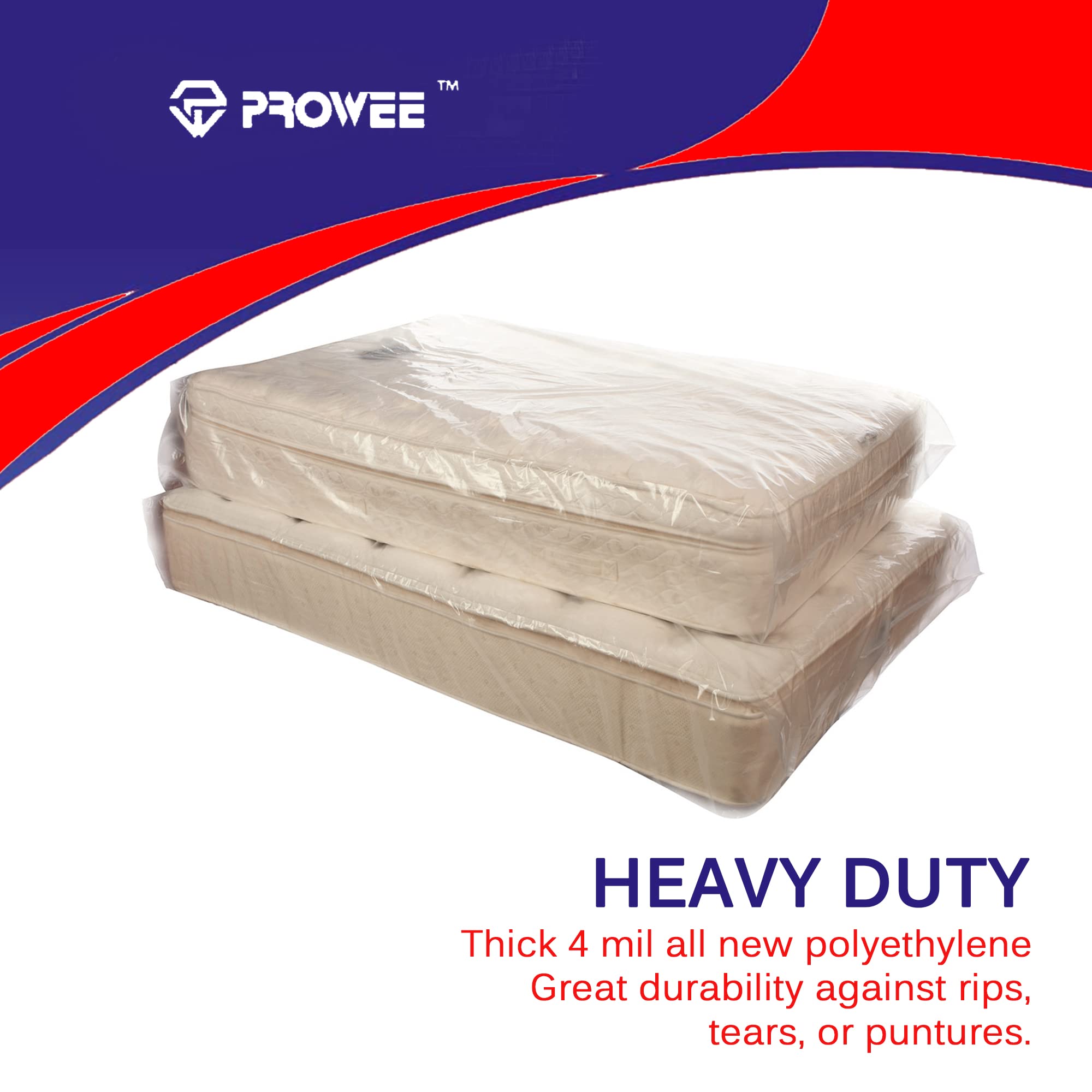 2-Pack 4Mil Heavy Duty Clear Plastic Mattress Bags for Moving & Storage - Full/Twin Size Mattress Protector Cover - Perfect for Home Moves, Long-Term Storage & Bed Protection
