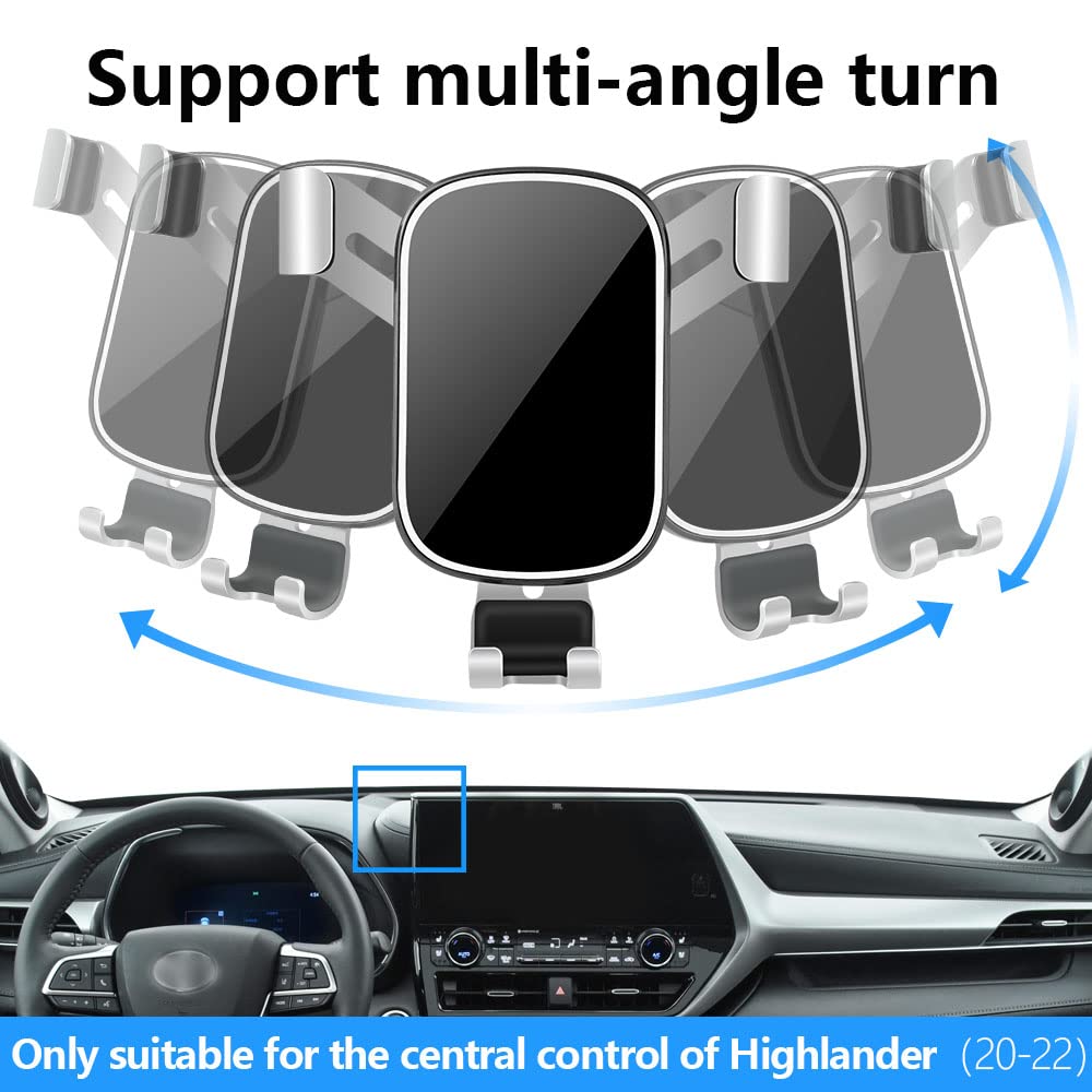 Universal Car Phone Holder Mount for Toyota Highlander & Highlander Hybrid 2020-2025 - Dashboard & Air Vent Compatible - Hands-Free GPS Navigation, Charging & Safe Driving Accessory - Perfect for Commuting, Road Trips & Uber/Lyft Drivers