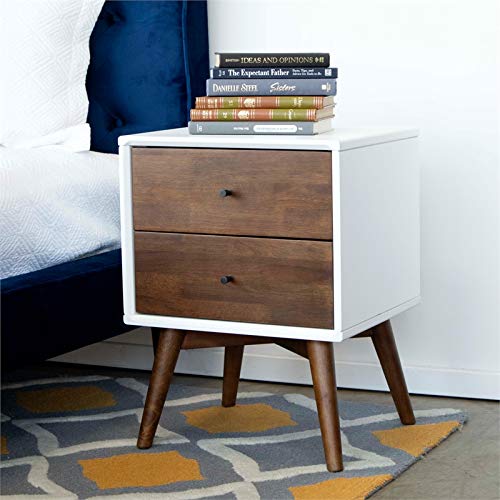 Home Square 3-Piece Solid Wood Bedroom Dresser & Nightstand Set in Walnut/White - Premium Wooden Bedroom Furniture for Master Bedroom, Guest Room, and Apartment Decor