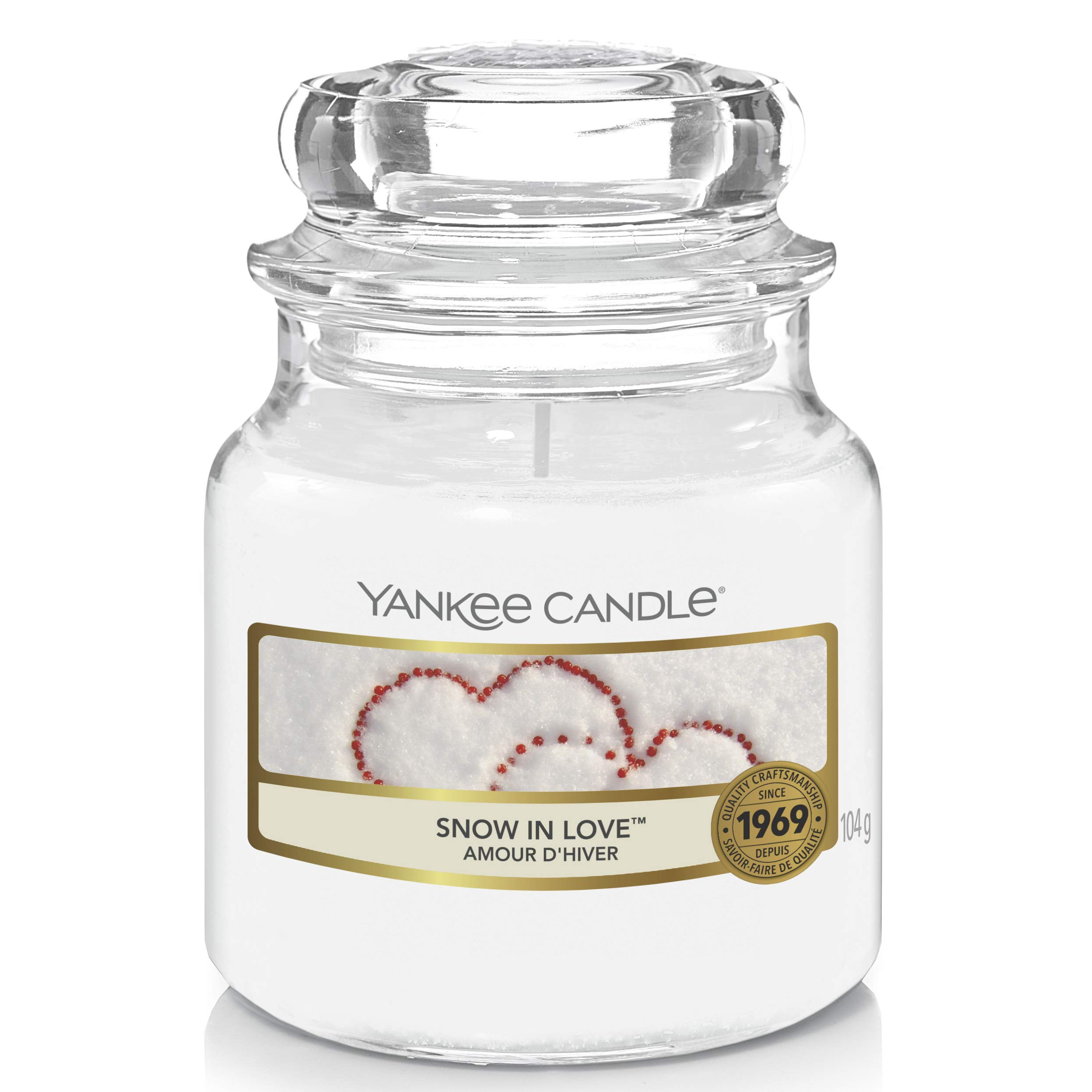 Yankee Candle Snow In Love Small Jar Candle - White Scented Candle for Home, Office & Gifts | Holiday Decor & Relaxation
