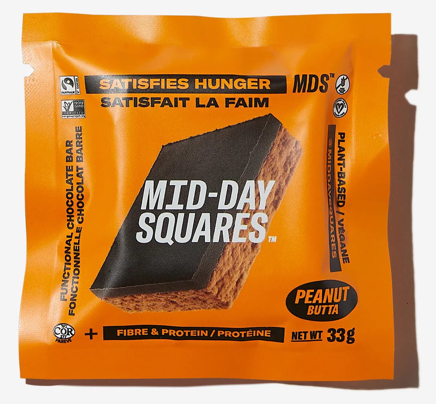 Mid-Day Squares Peanut Butta Protein Chocolate Bars - 4 Packs (48 Squares, 1.16 Oz Each) | High Protein Snack with 6g Plant Protein, 4g Fiber | Gluten Free, Vegan Certified | Made with Real Chocolate | Perfect for Workouts, Hiking & Healthy On-The-Go Snacking