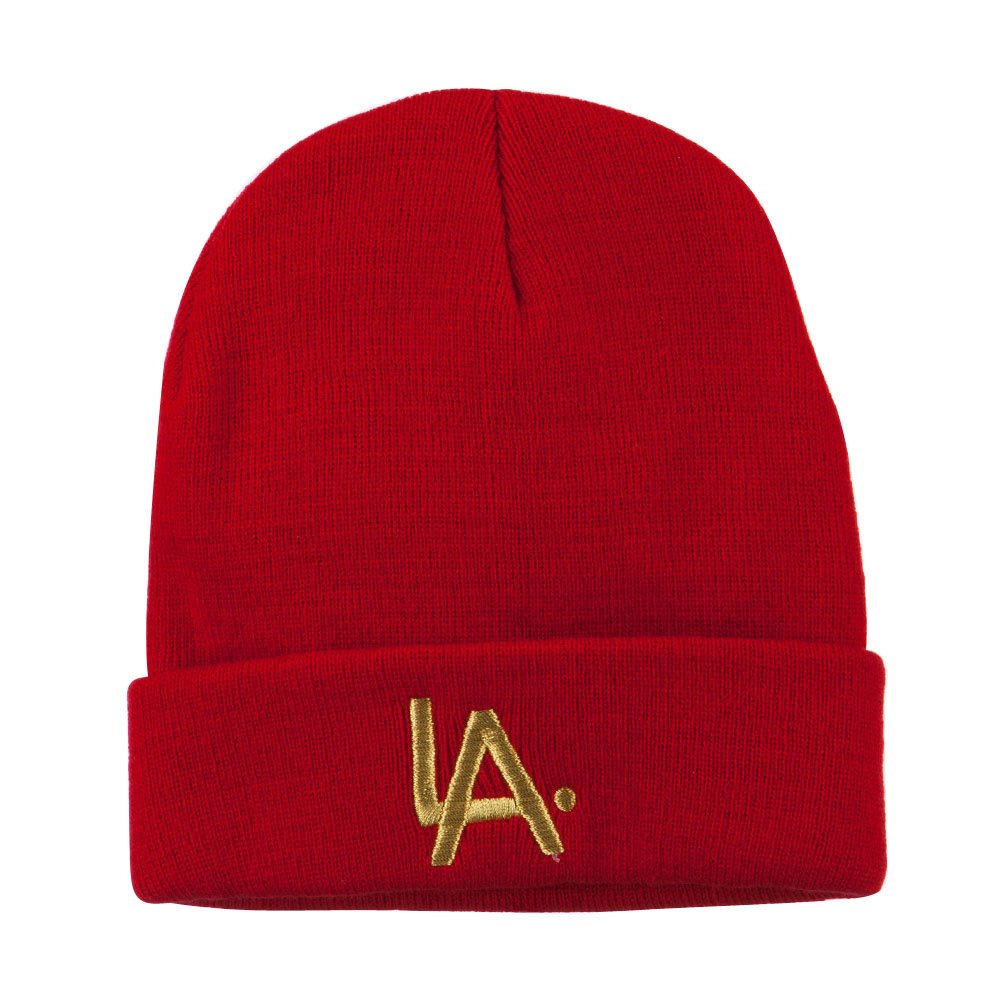 E4Hats.com LA Embroidered Long Beanie - Winter Knit Hat for Men & Women - Cozy Stretchable Skull Cap for Outdoor Activities, Hiking, and Cold Weather Fashion