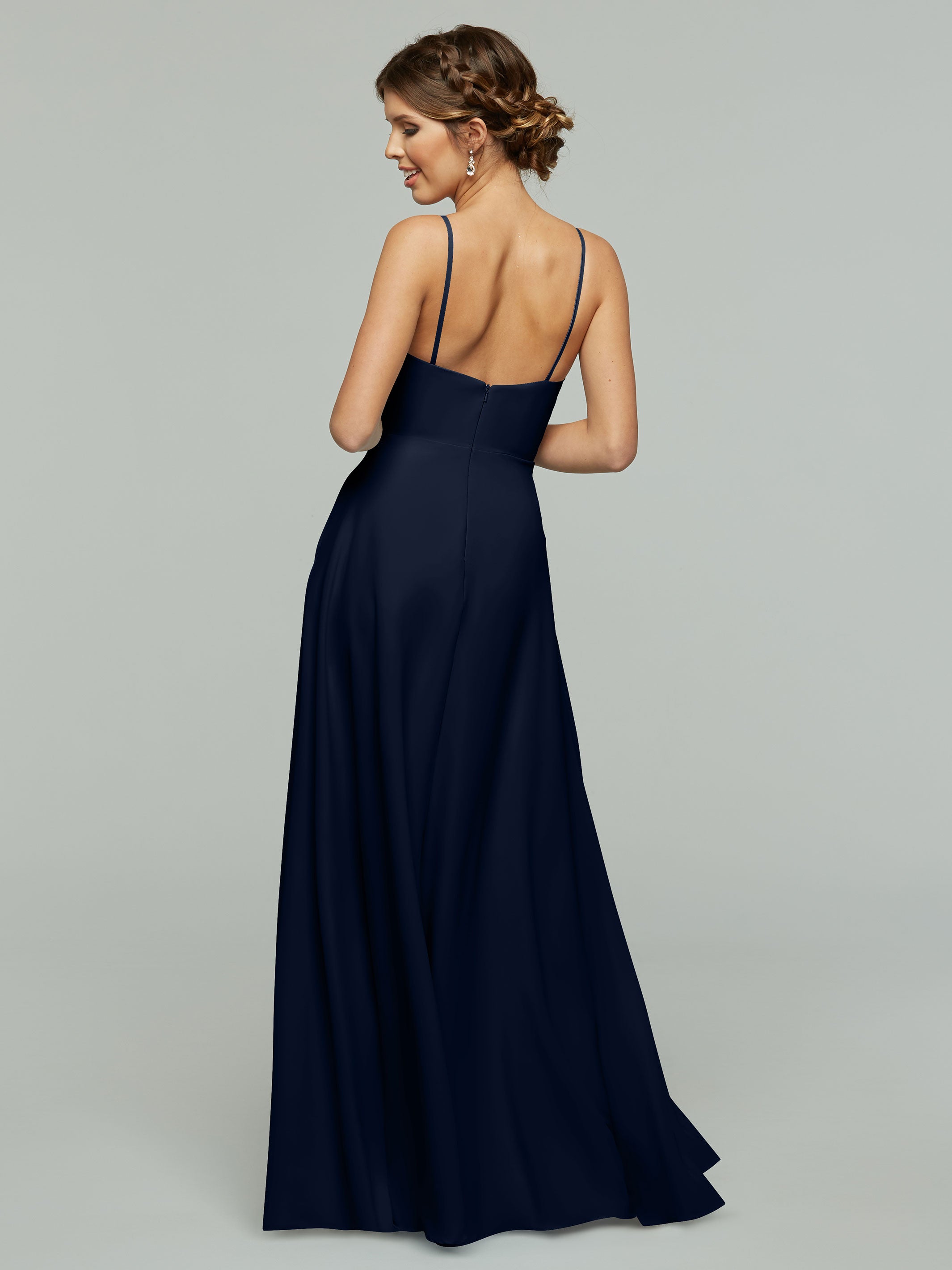 Elegant 83012 Flowy Stretch Chiffon A-Line Bridesmaid Dress with V-Neck - Perfect for Weddings, Parties & Formal Events